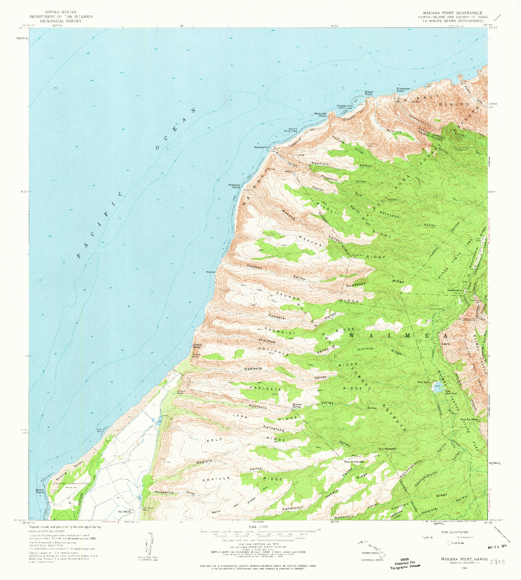 USGS 1:24000-SCALE QUADRANGLE FOR MAKAHA POINT, HI 1965