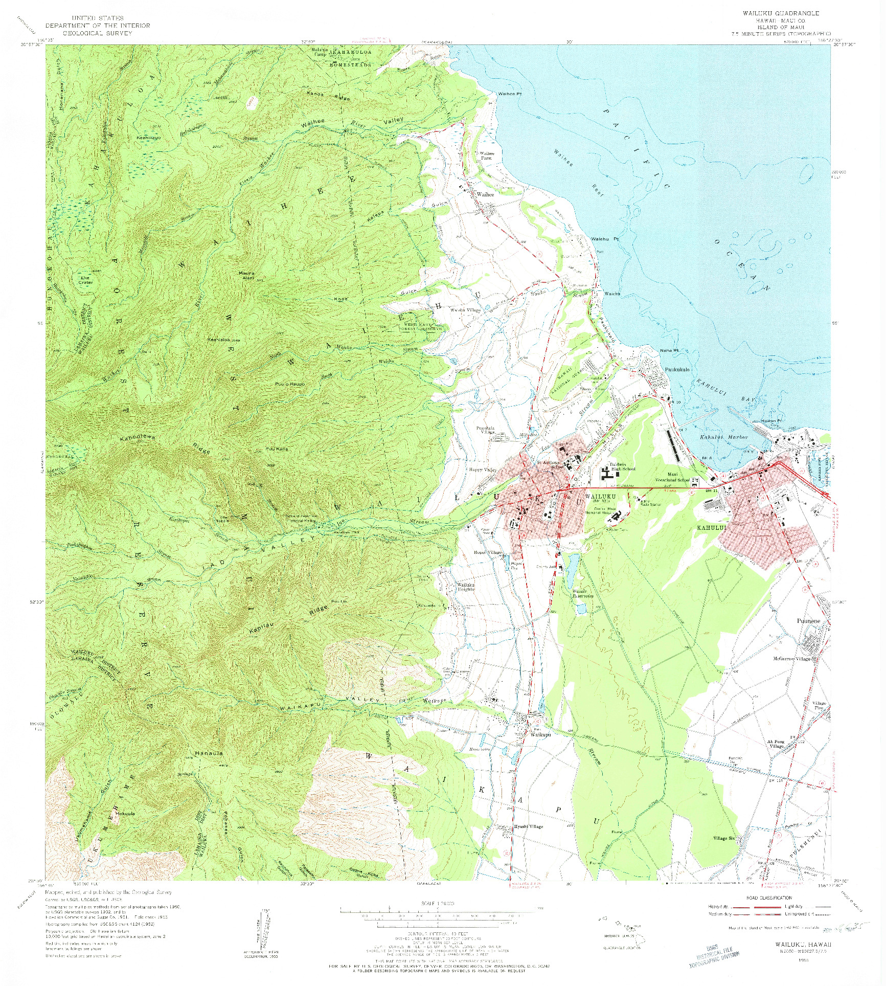 USGS 1:24000-SCALE QUADRANGLE FOR WAILUKU, HI 1955