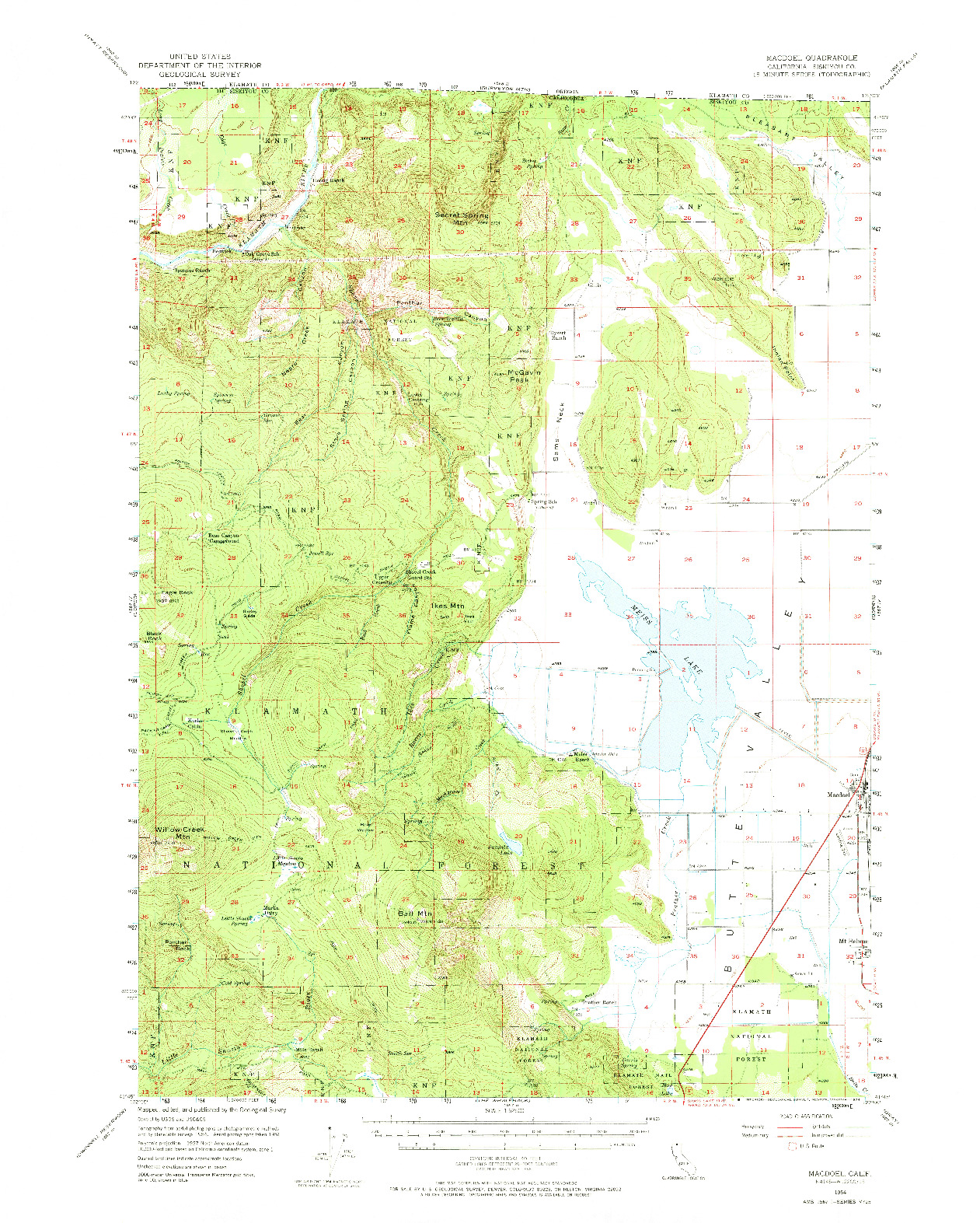 USGS 1:62500-SCALE QUADRANGLE FOR MACDOEL, CA 1954