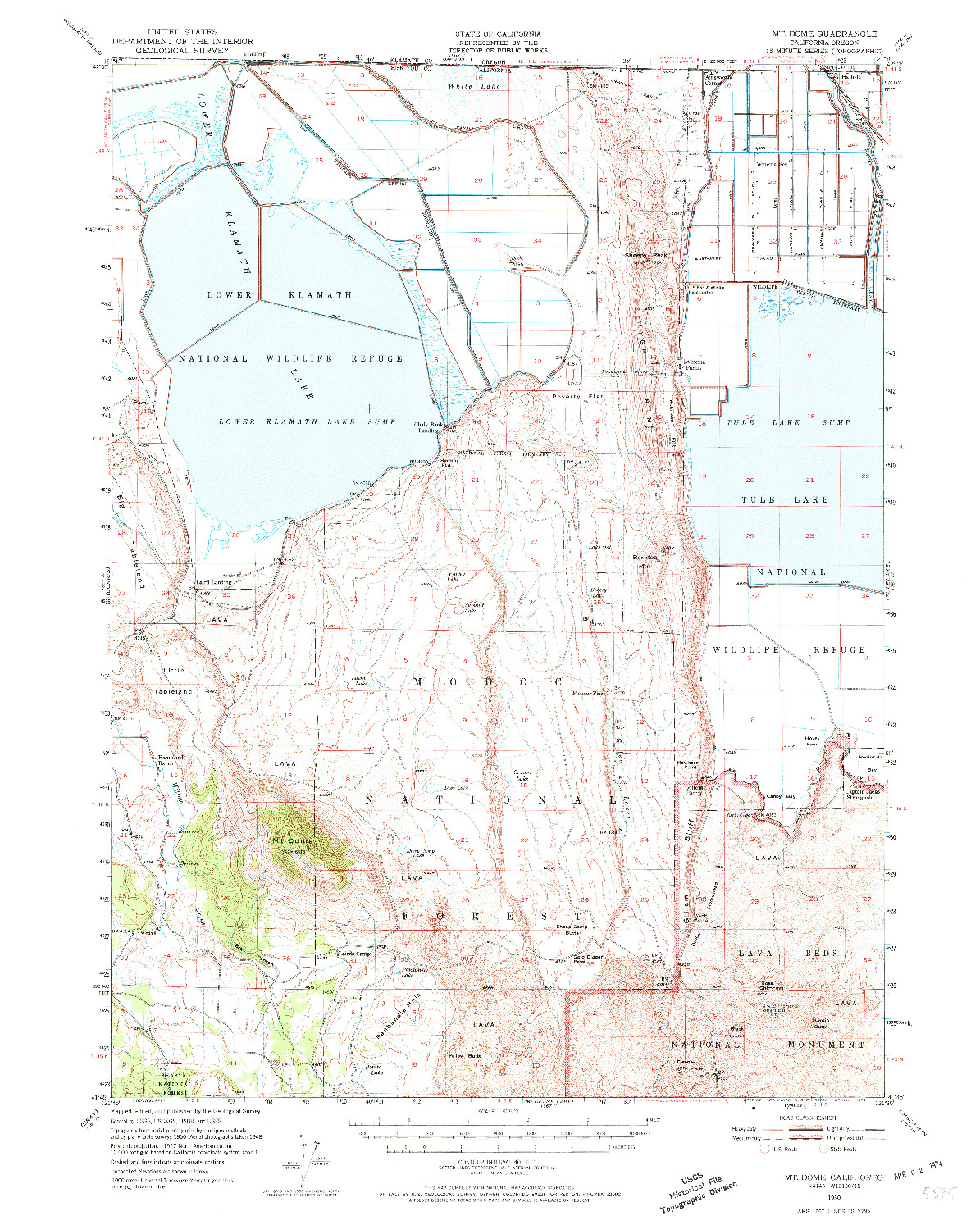 USGS 1:62500-SCALE QUADRANGLE FOR MT DOME, CA 1950
