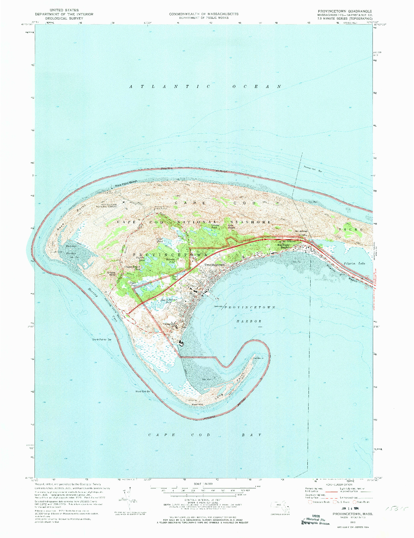 USGS 1:25000-SCALE QUADRANGLE FOR PROVINCETOWN, MA 1972