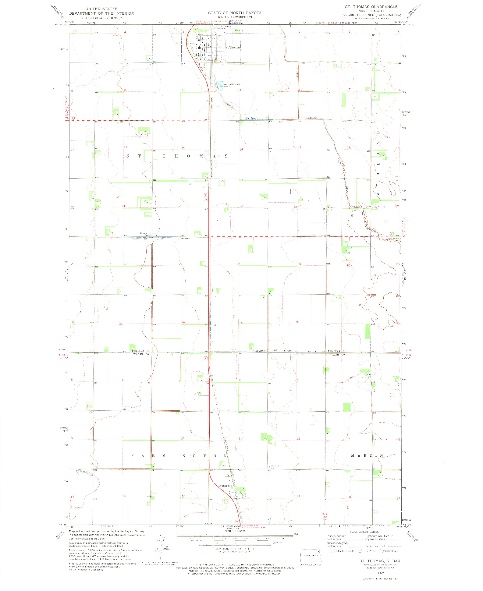 USGS 1:24000-SCALE QUADRANGLE FOR SAINT THOMAS, ND 1972