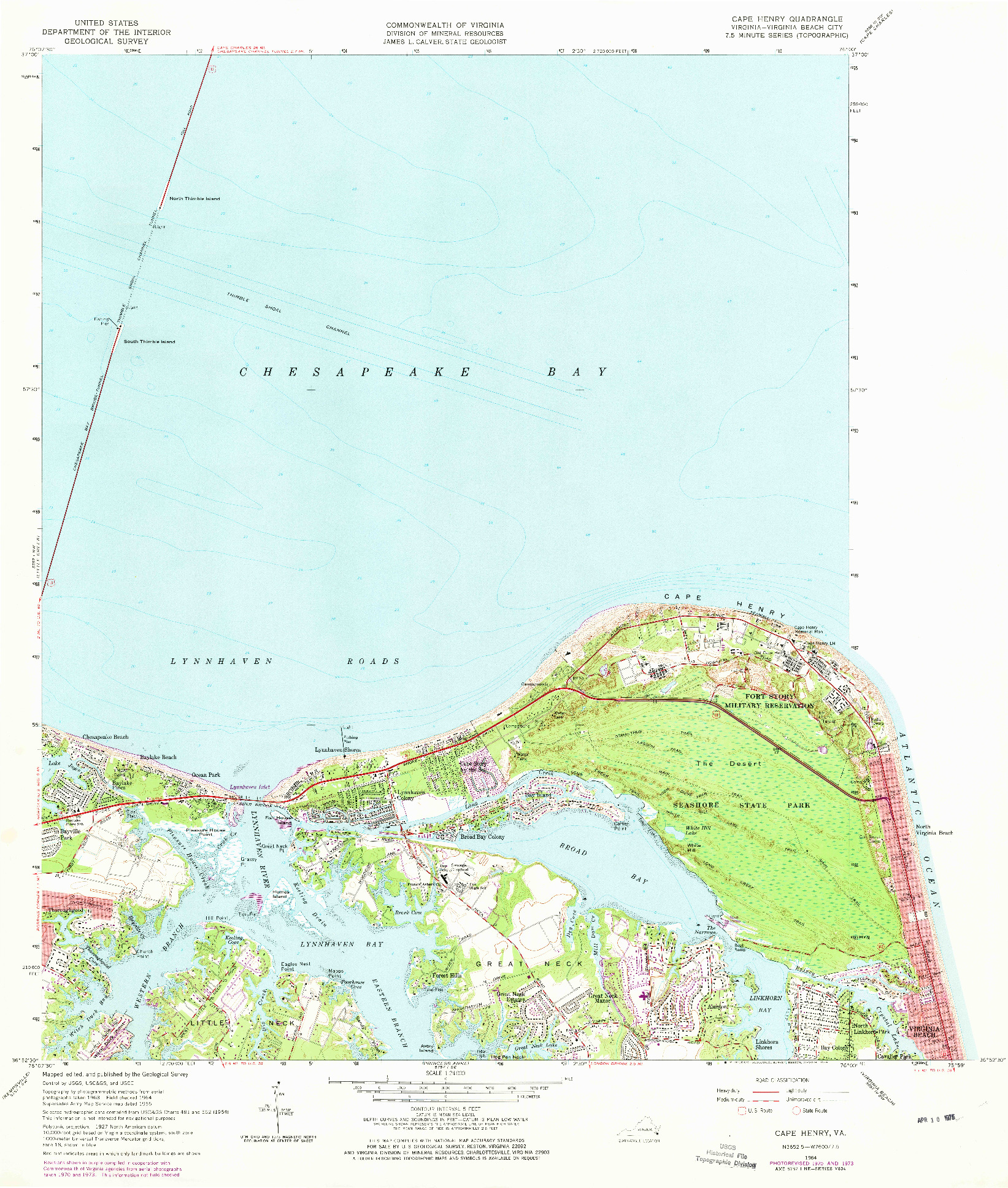 USGS 1:24000-SCALE QUADRANGLE FOR CAPE HENRY, VA 1964