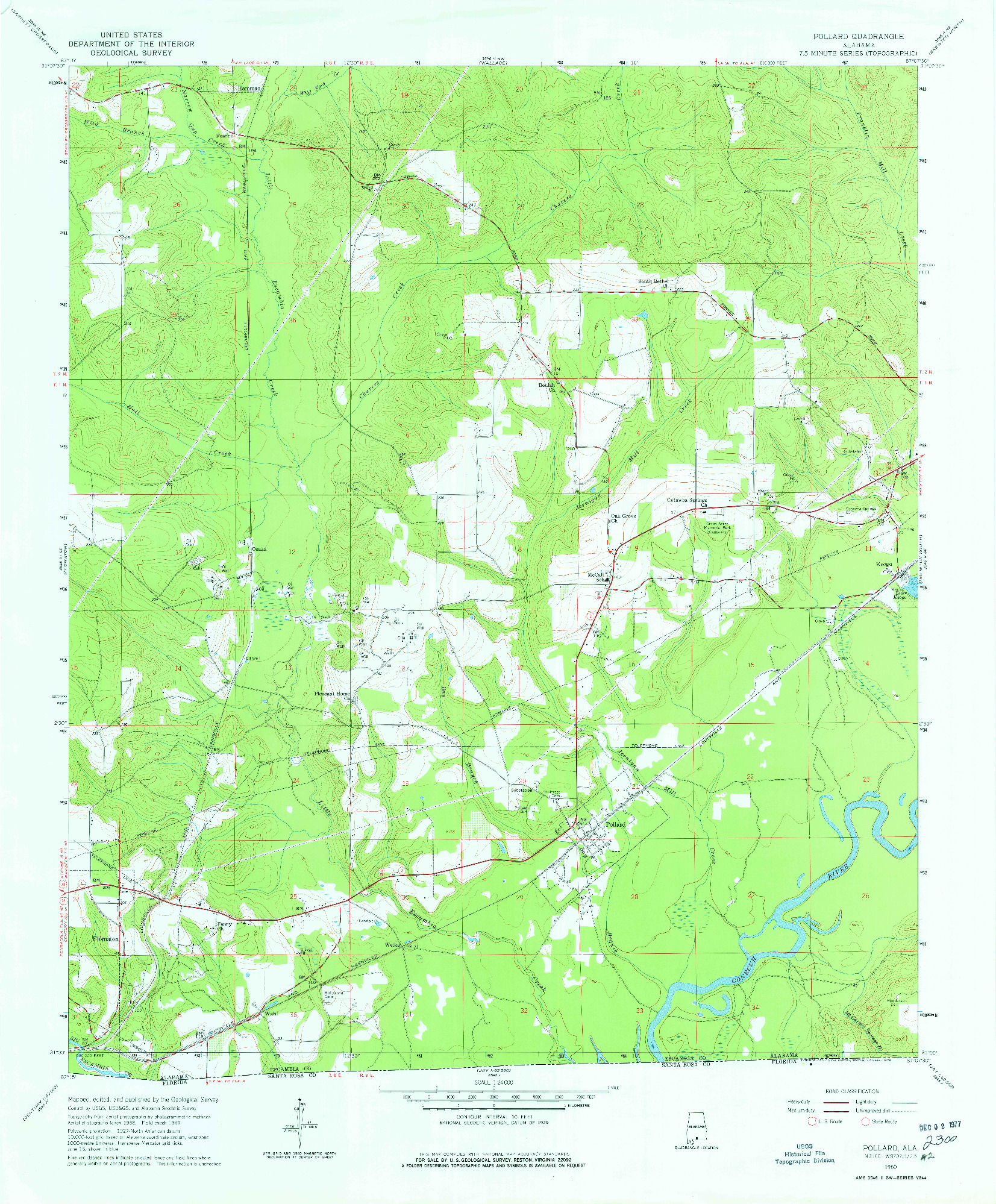 USGS 1:24000-SCALE QUADRANGLE FOR POLLARD, AL 1960