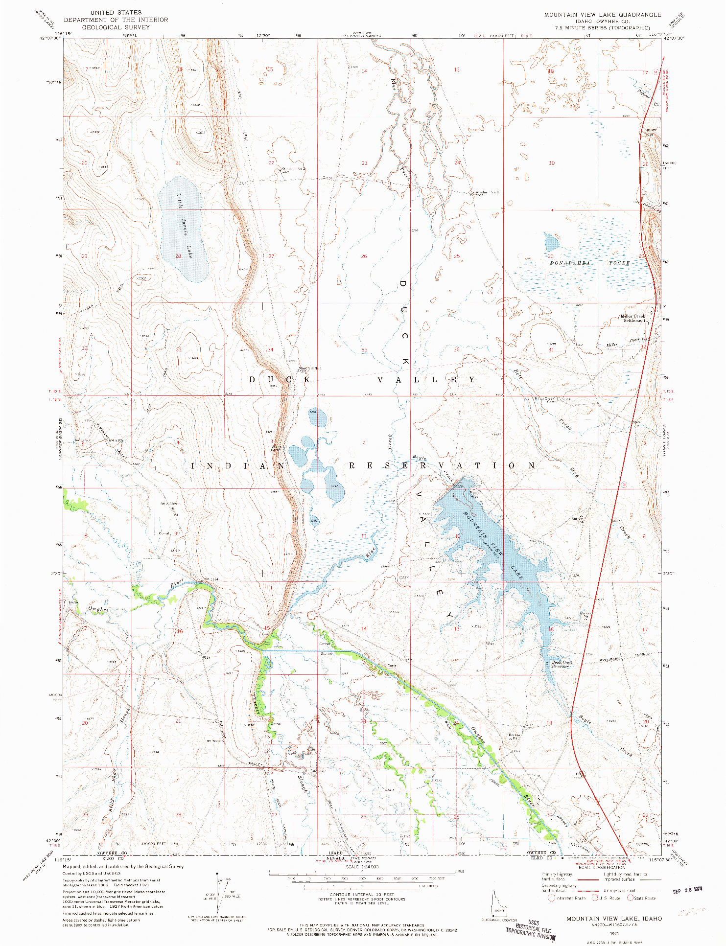 USGS 1:24000-SCALE QUADRANGLE FOR MOUNTAIN VIEW LAKE, ID 1971