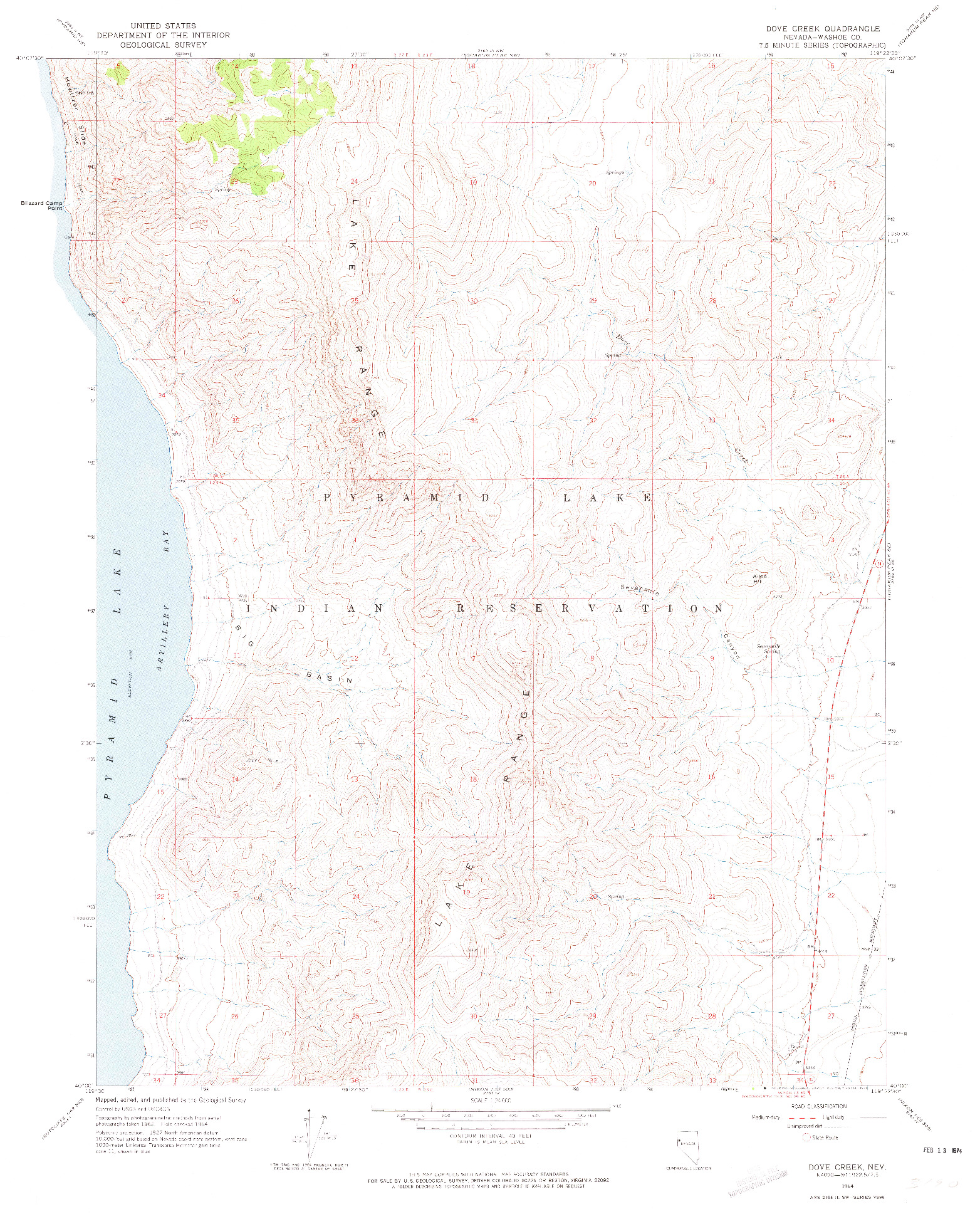 USGS 1:24000-SCALE QUADRANGLE FOR DOVE CREEK, NV 1964