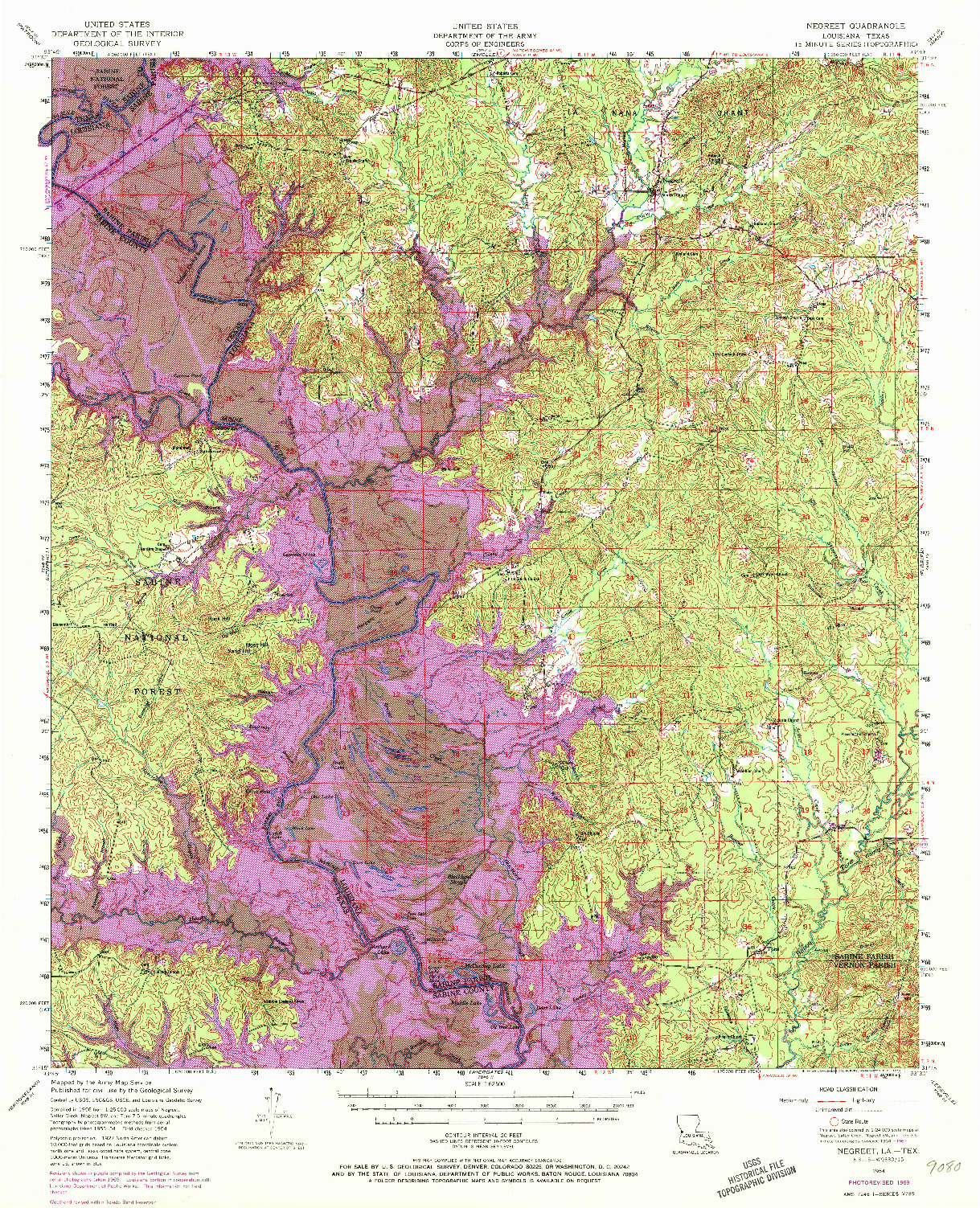 USGS 1:62500-SCALE QUADRANGLE FOR NEGREET, LA 1954