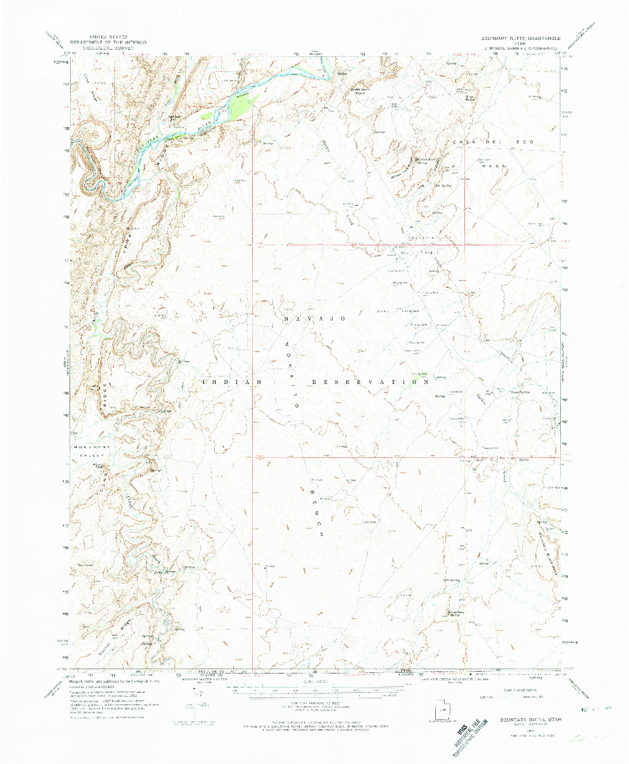 USGS 1:62500-SCALE QUADRANGLE FOR BOUNDARY BUTTE, UT 1962