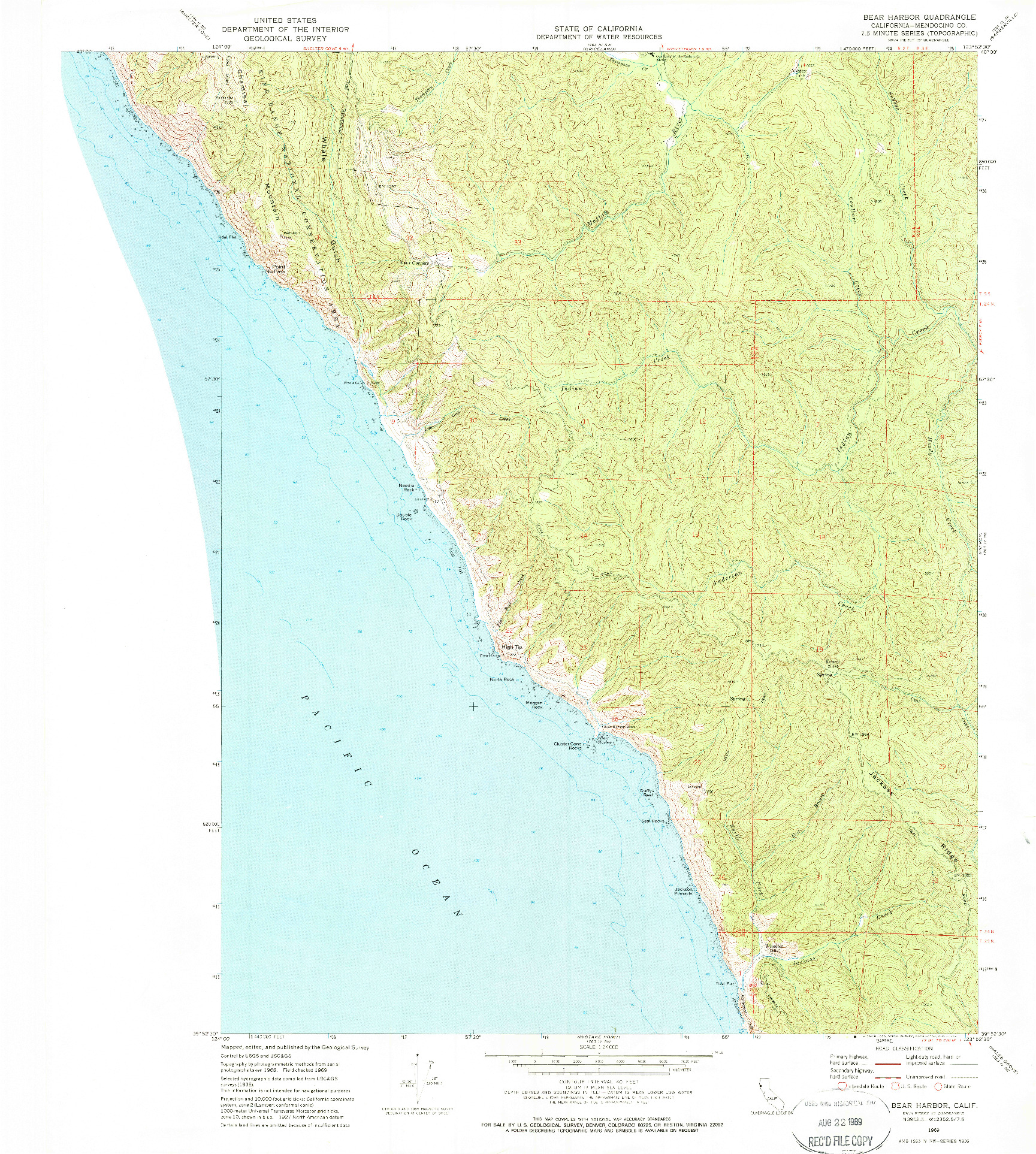 USGS 1:24000-SCALE QUADRANGLE FOR BEAR HARBOR, CA 1969