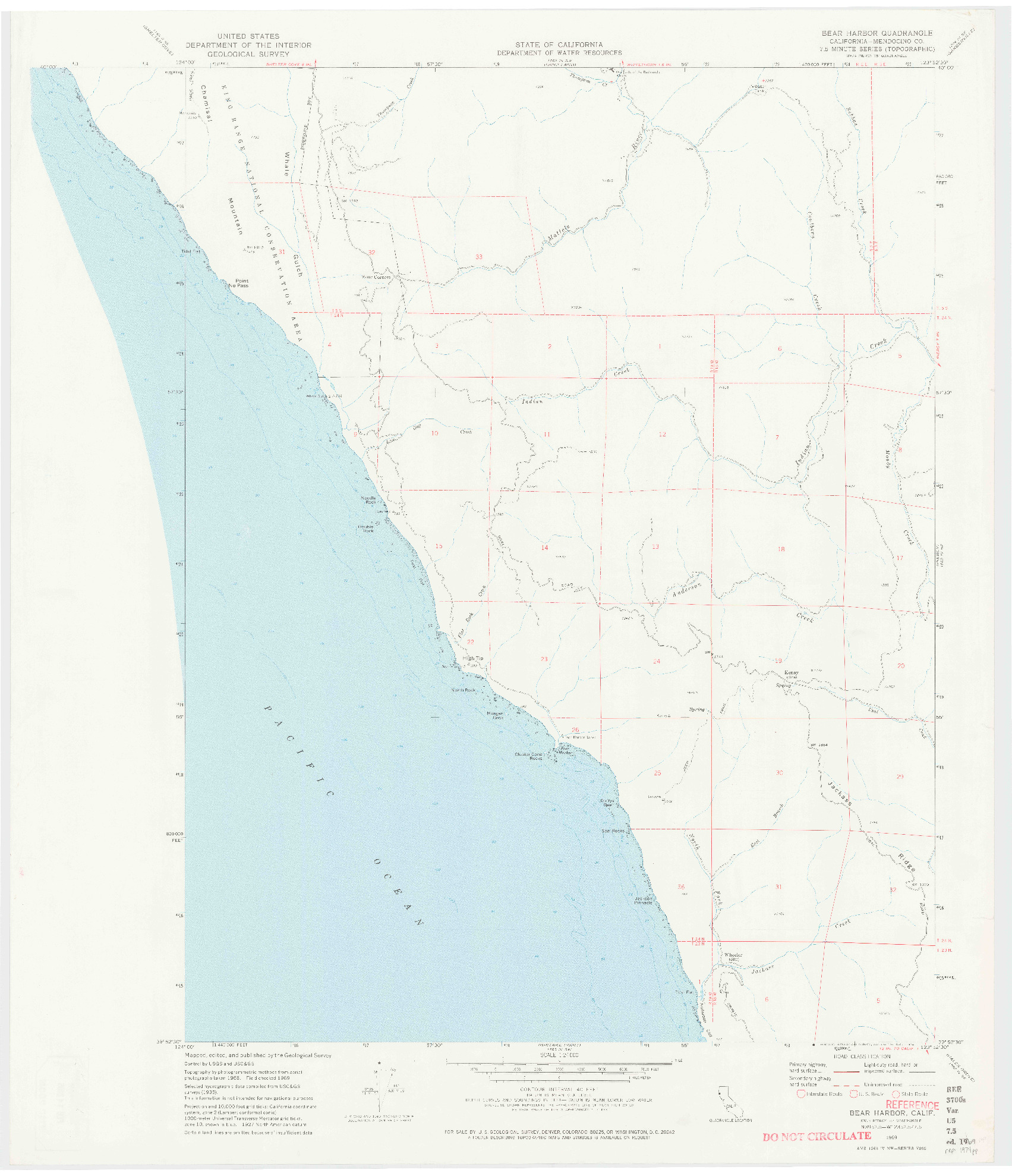 USGS 1:24000-SCALE QUADRANGLE FOR BEAR HARBOR, CA 1969