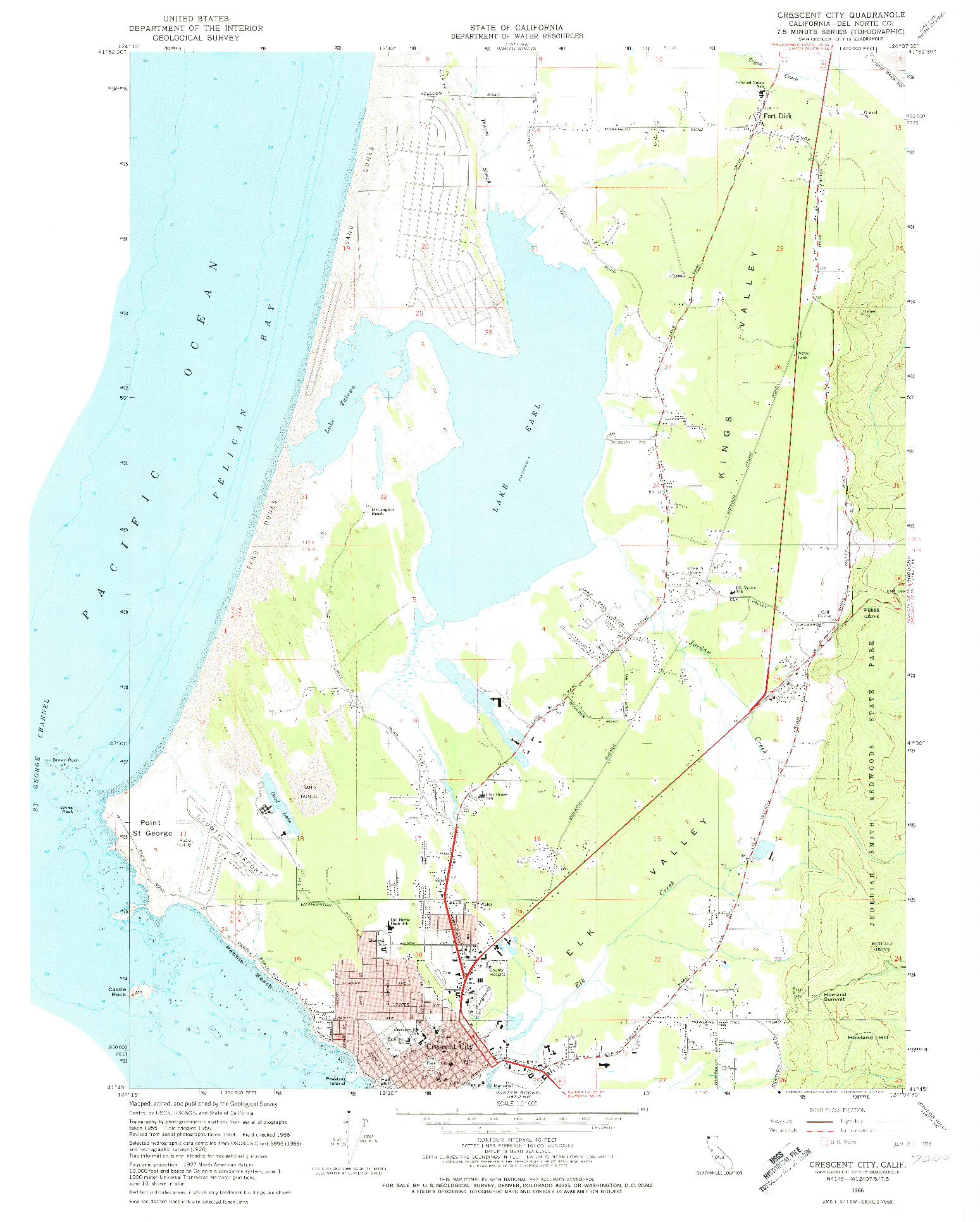 USGS 1:24000-SCALE QUADRANGLE FOR CRESCENT CITY, CA 1966