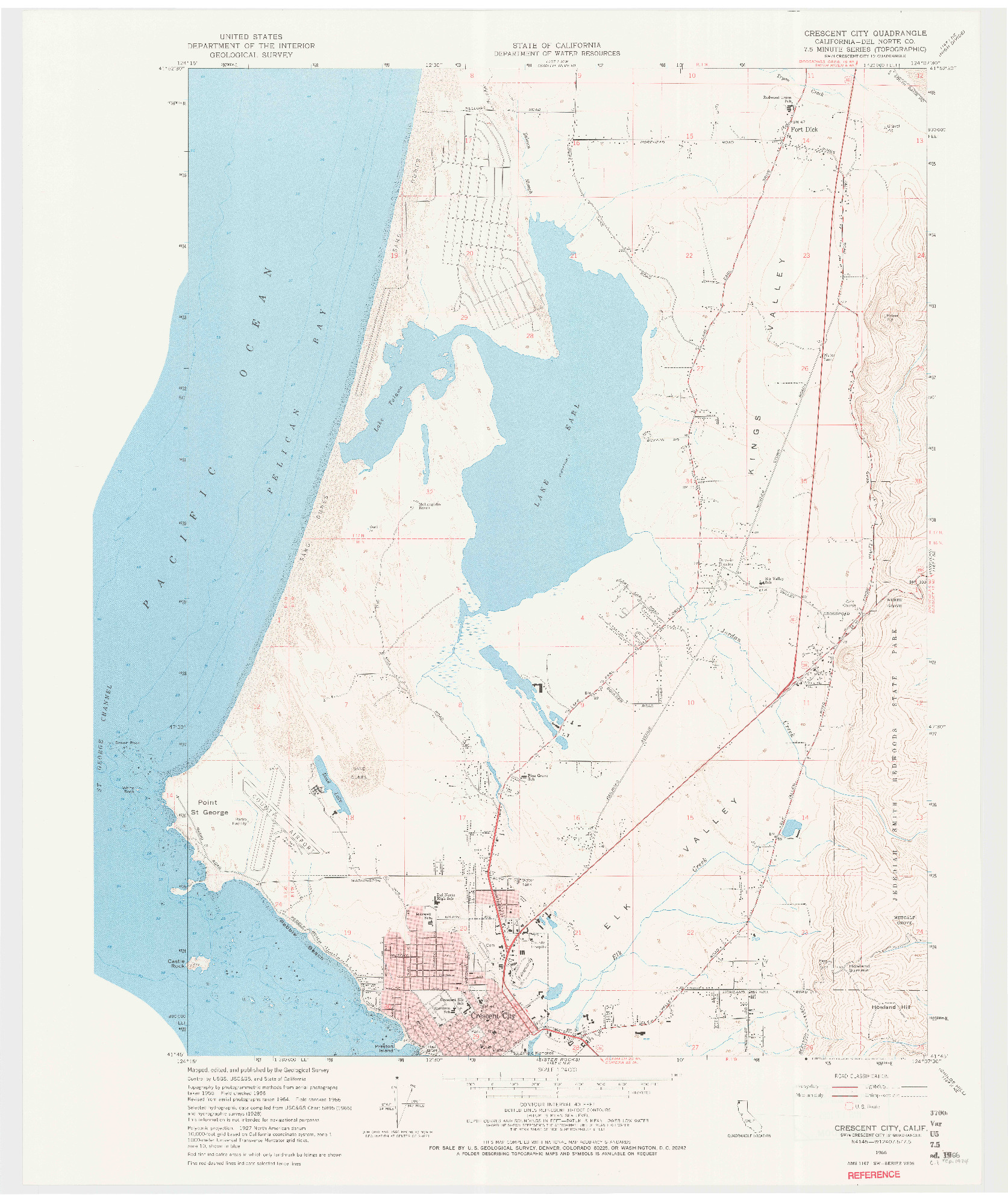 USGS 1:24000-SCALE QUADRANGLE FOR CRESCENT CITY, CA 1966