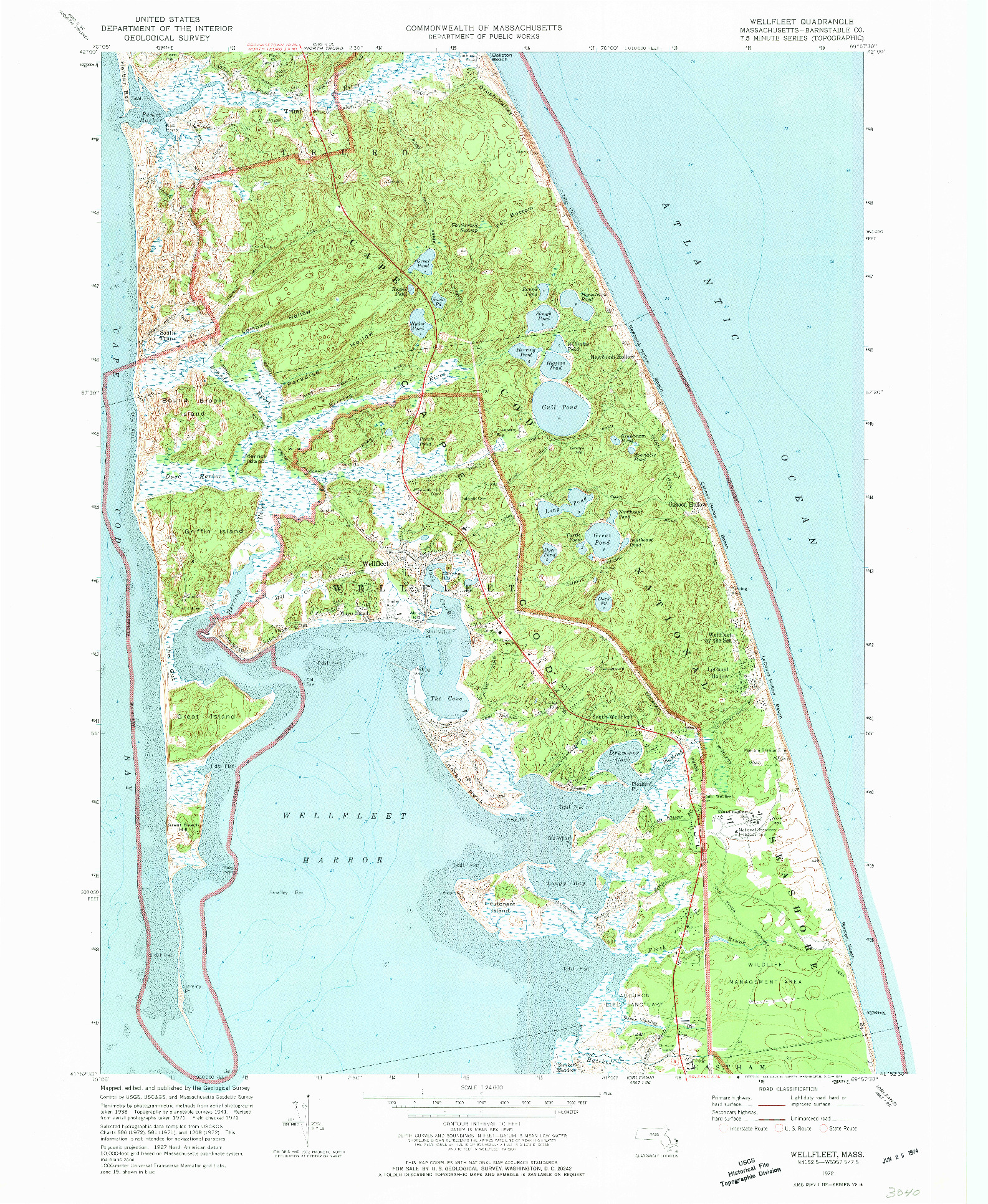 USGS 1:24000-SCALE QUADRANGLE FOR WELLFLEET, MA 1972