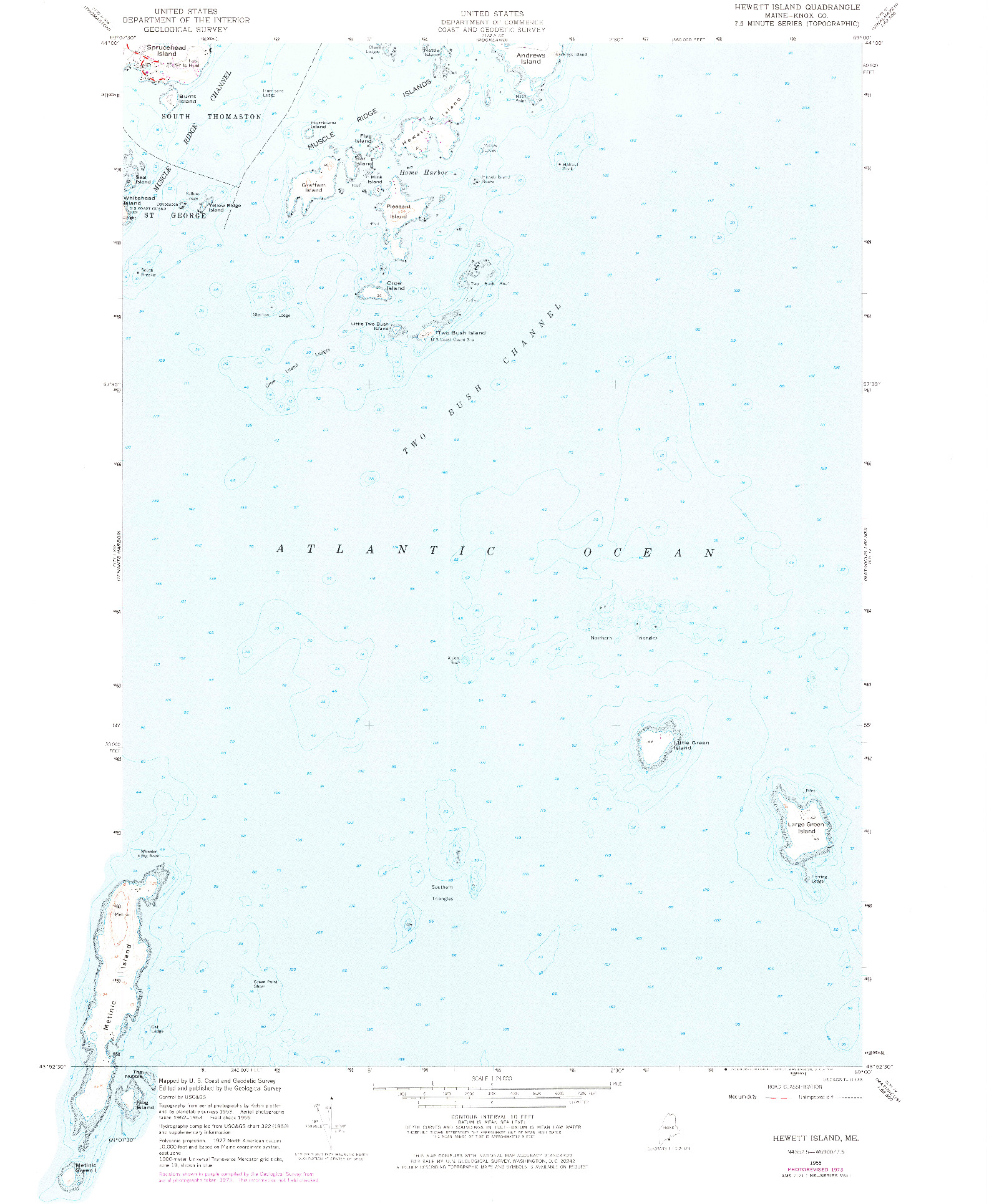 USGS 1:24000-SCALE QUADRANGLE FOR HEWETT ISLAND, ME 1955