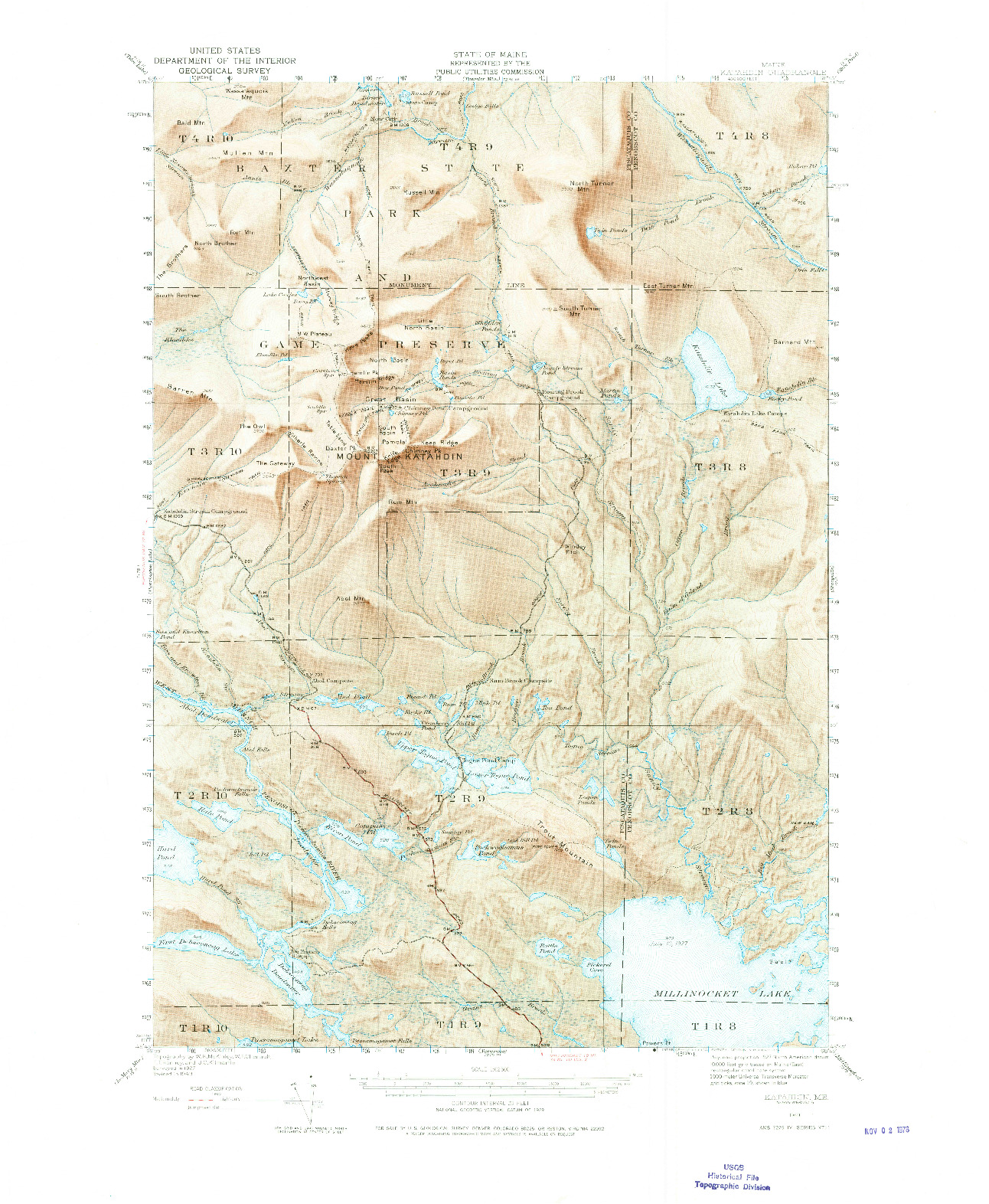 USGS 1:62500-SCALE QUADRANGLE FOR KATAHDIN, ME 1949