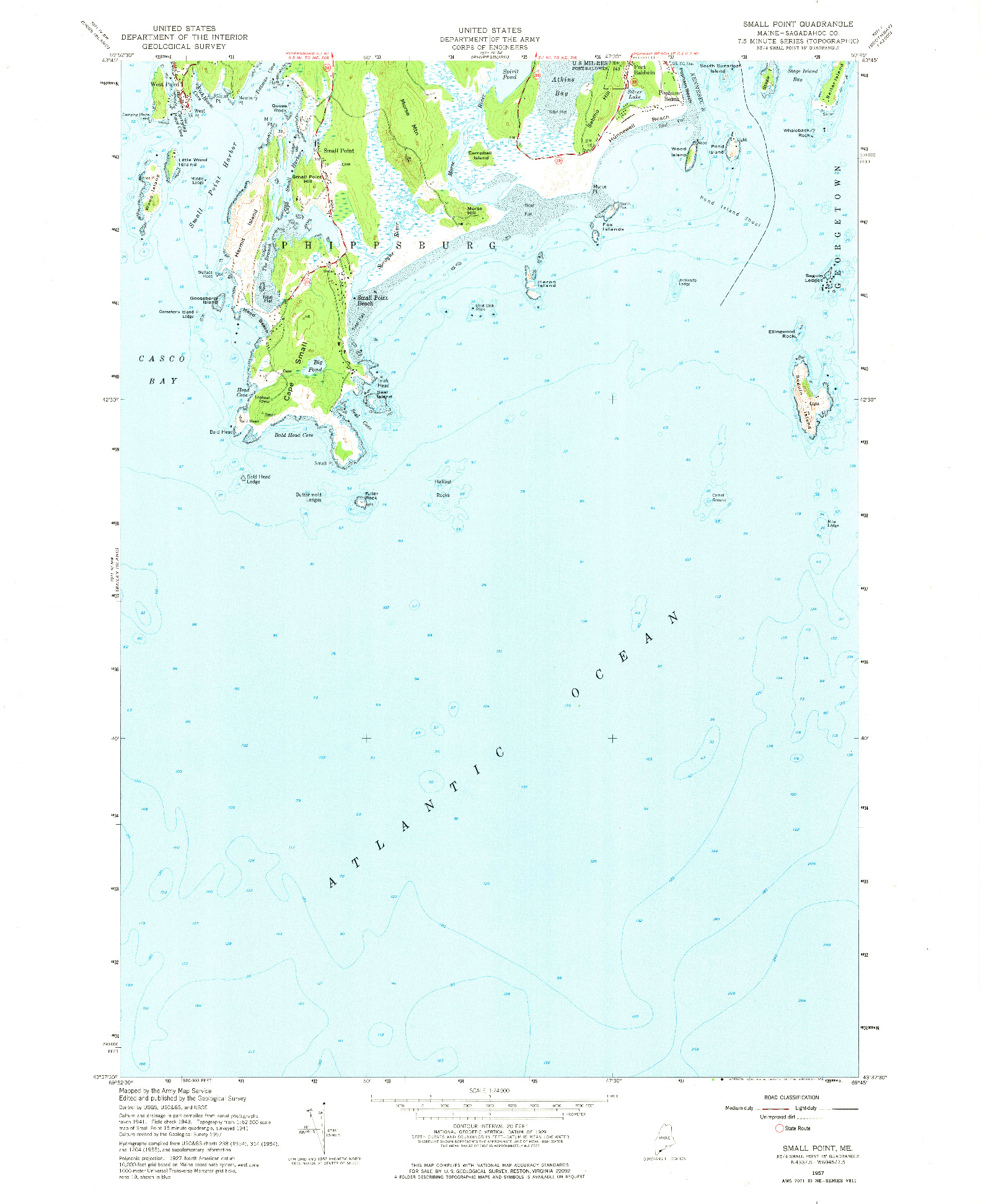 USGS 1:24000-SCALE QUADRANGLE FOR SMALL POINT, ME 1957