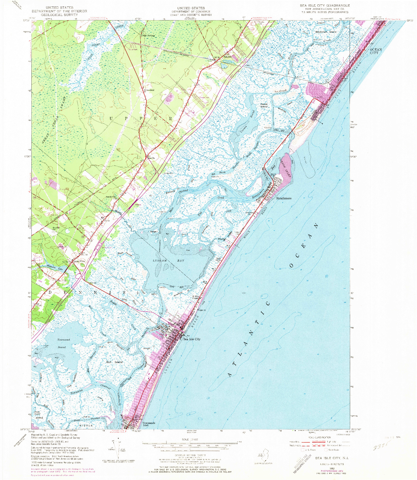 USGS 1:24000-SCALE QUADRANGLE FOR SEA ISLE CITY, NJ 1952