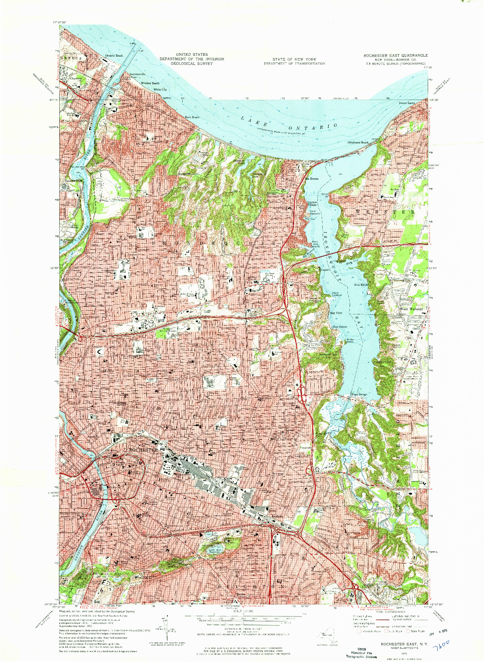 USGS 1:24000-SCALE QUADRANGLE FOR ROCHESTER EAST, NY 1971