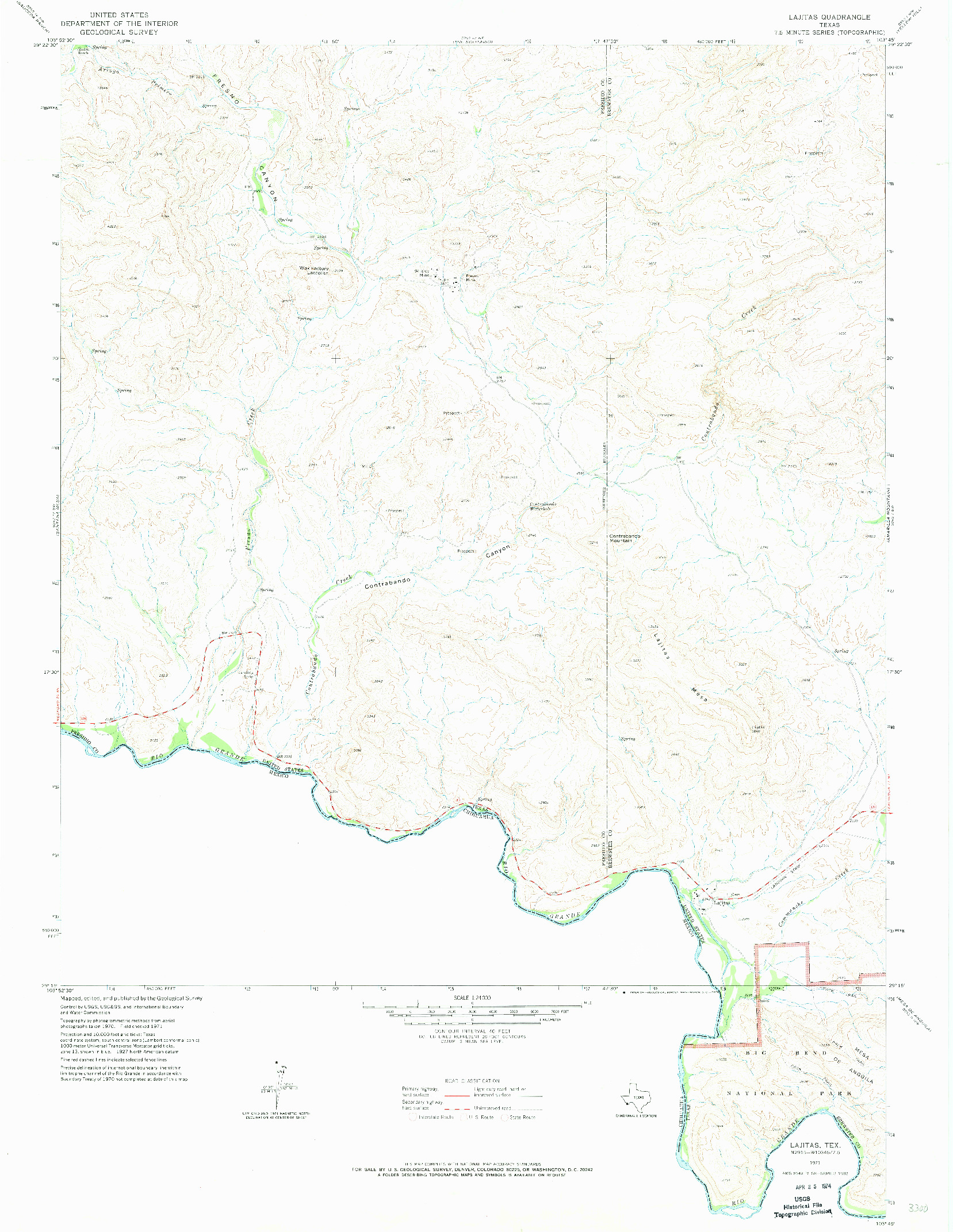 USGS 1:24000-SCALE QUADRANGLE FOR LAJITAS, TX 1971