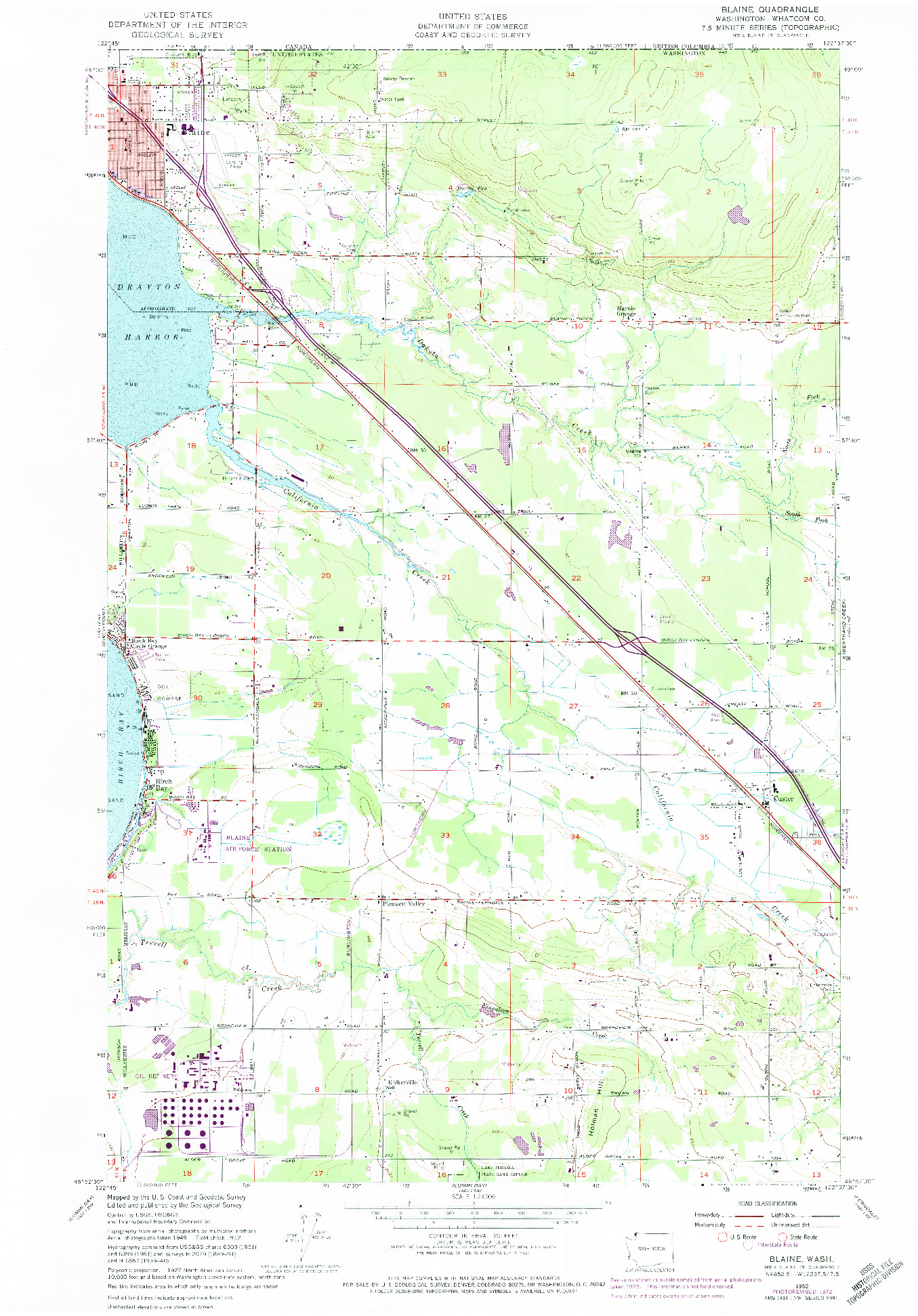 USGS 1:24000-SCALE QUADRANGLE FOR BLAINE, WA 1952