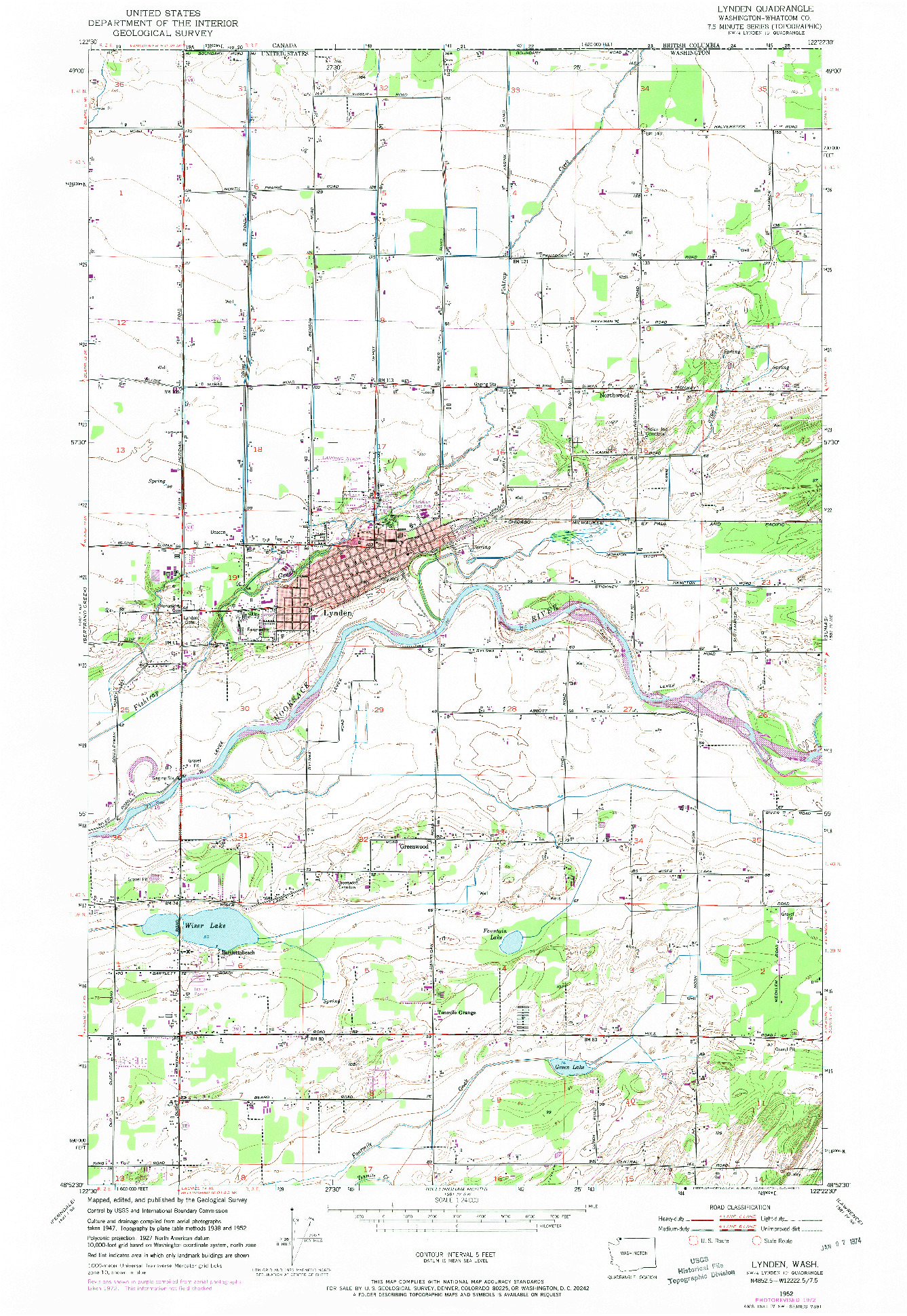 USGS 1:24000-SCALE QUADRANGLE FOR LYNDEN, WA 1952