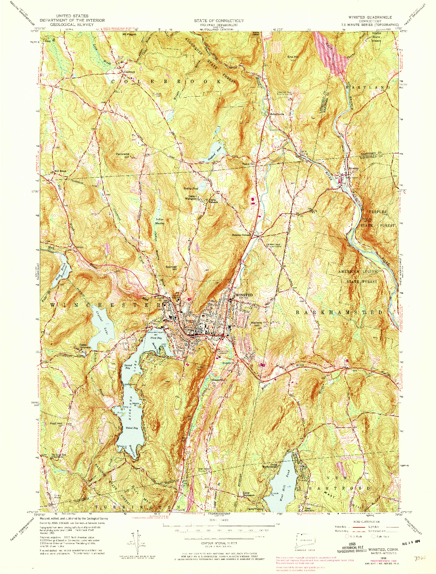 USGS 1:24000-SCALE QUADRANGLE FOR WINSTED, CT 1956