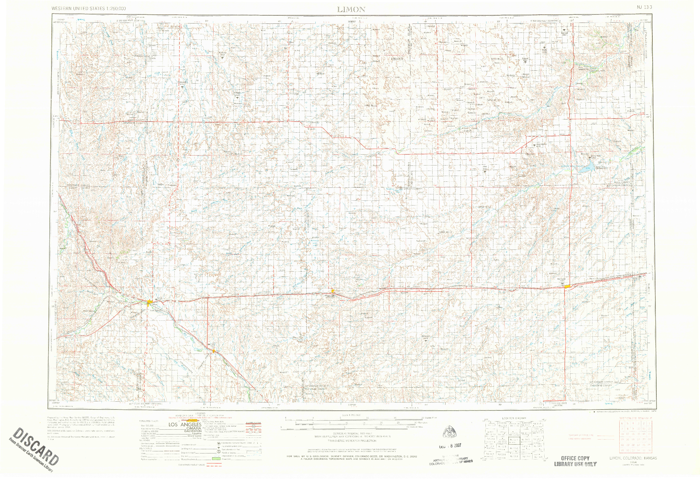 USGS 1:250000-SCALE QUADRANGLE FOR LIMON, CO 1954