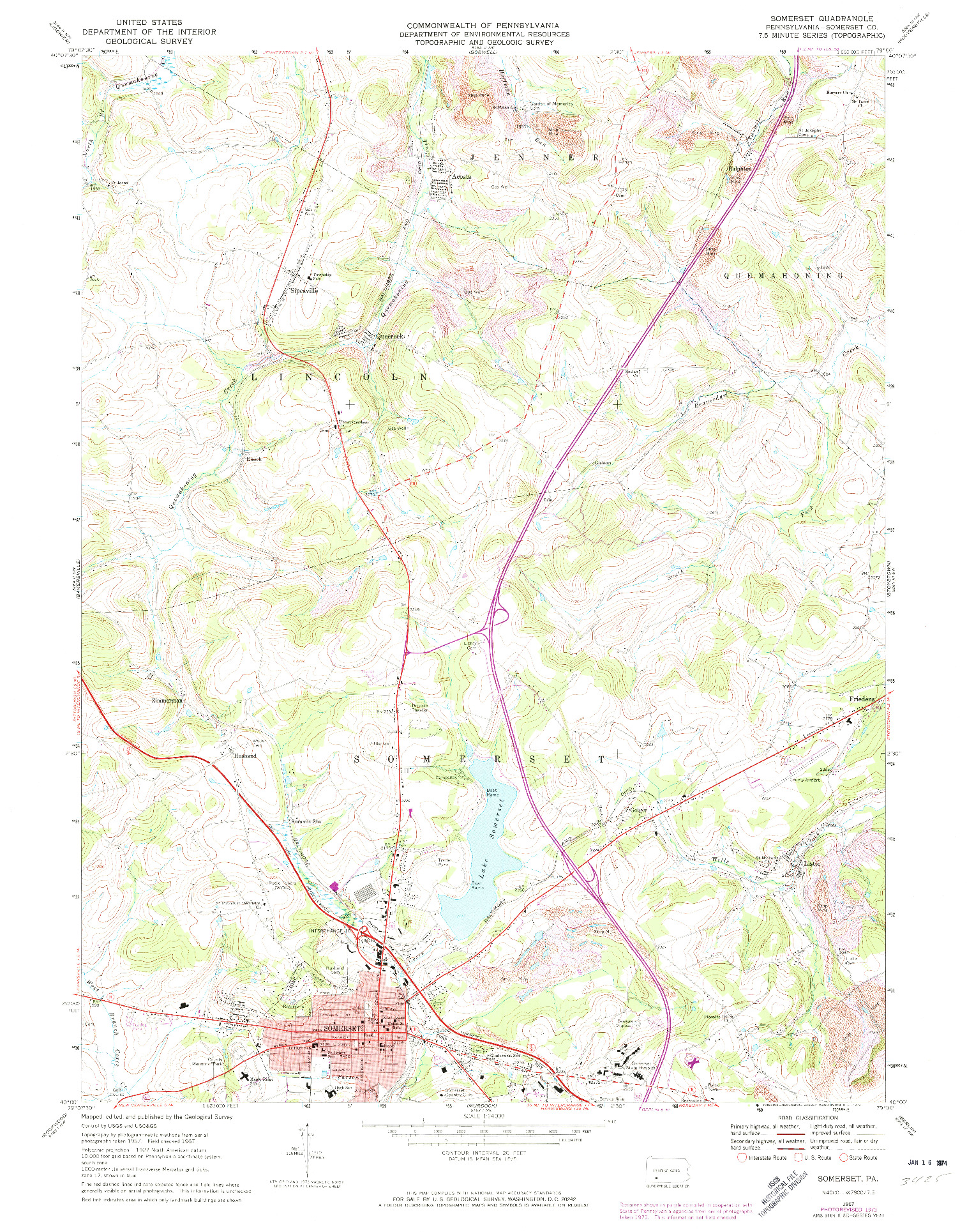 USGS 1:24000-SCALE QUADRANGLE FOR SOMERSET, PA 1967