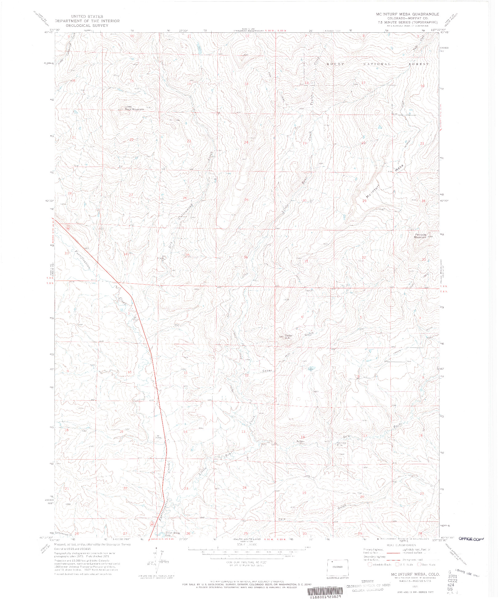 USGS 1:24000-SCALE QUADRANGLE FOR MC INTURF MESA, CO 1971