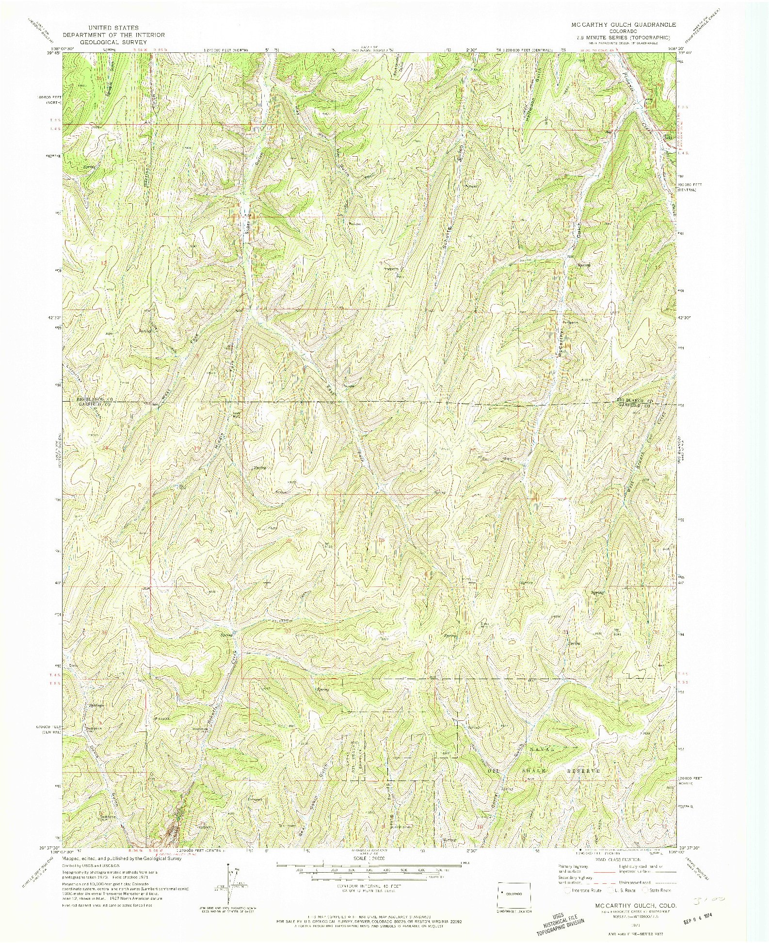 USGS 1:24000-SCALE QUADRANGLE FOR MCCARTHY GULCH, CO 1971