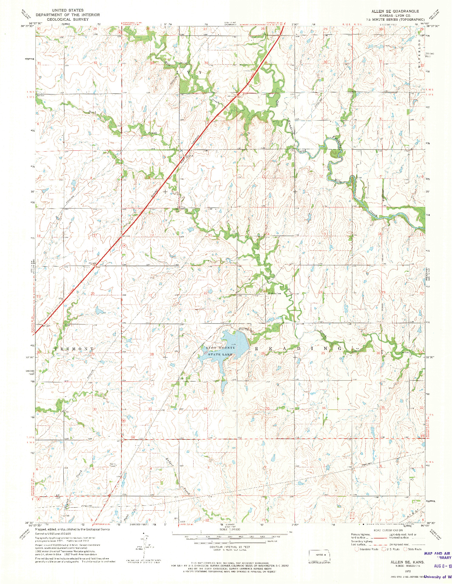 USGS 1:24000-SCALE QUADRANGLE FOR ALLEN SE, KS 1972