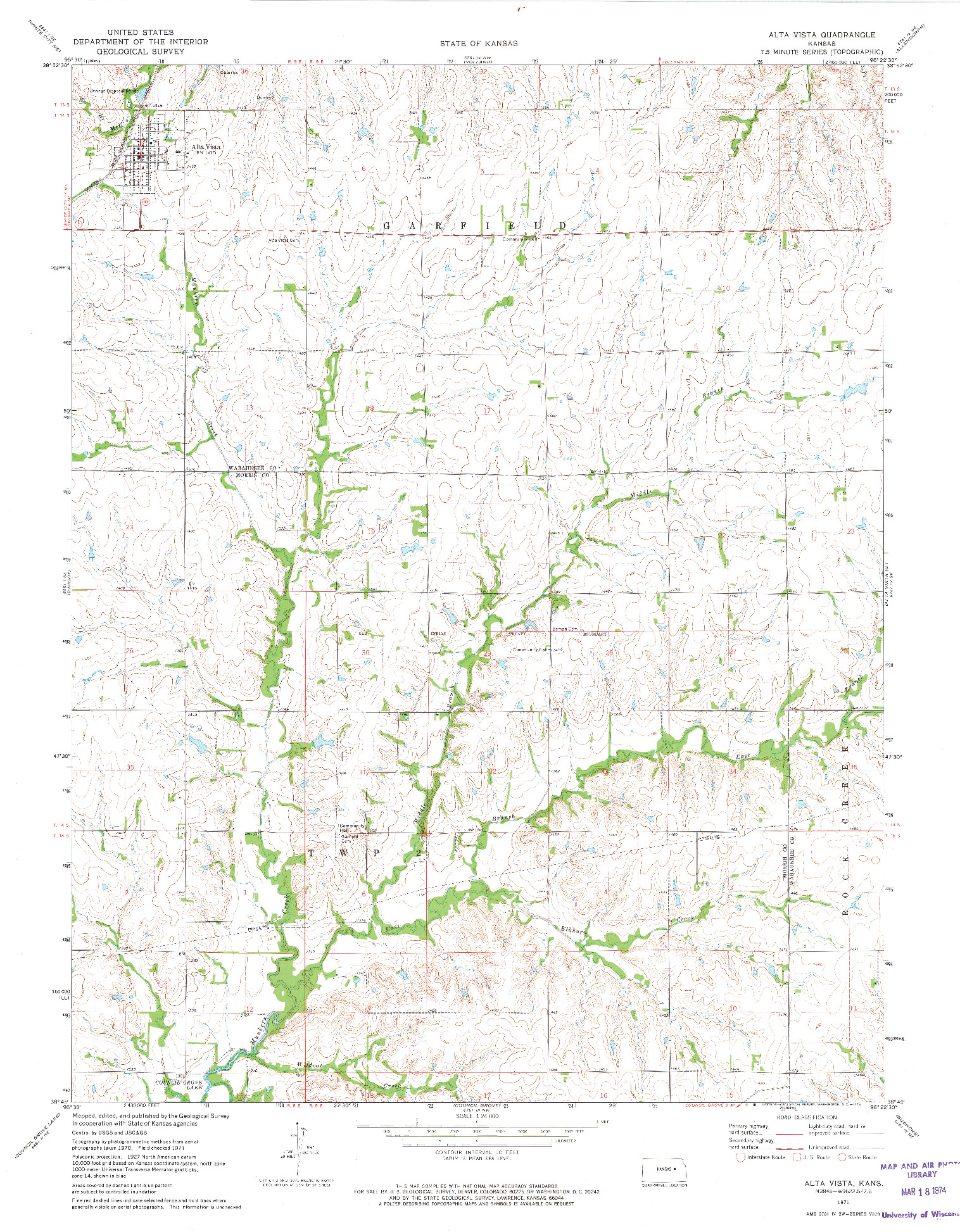 USGS 1:24000-SCALE QUADRANGLE FOR ALTA VISTA, KS 1971