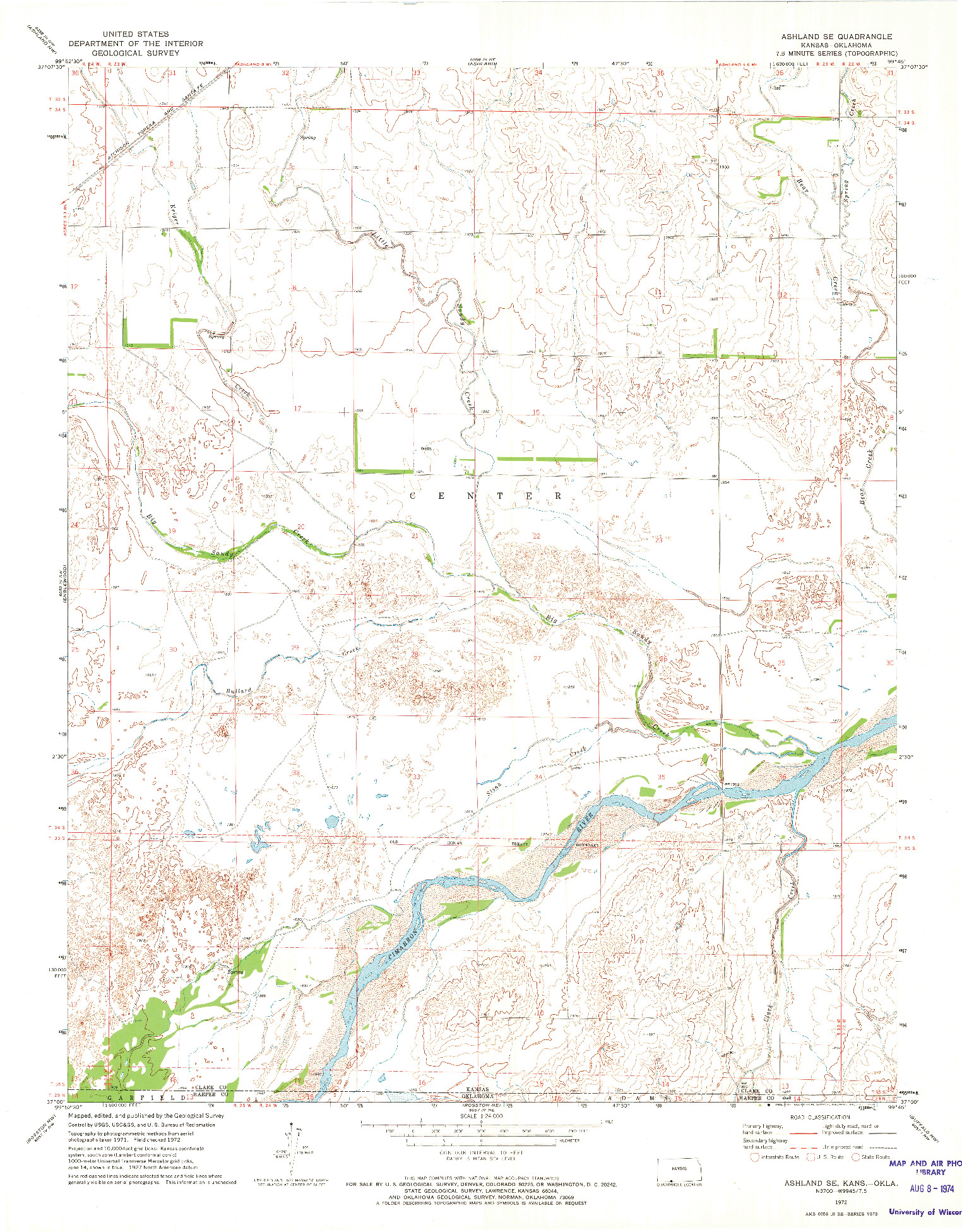 USGS 1:24000-SCALE QUADRANGLE FOR ASHLAND SE, KS 1972