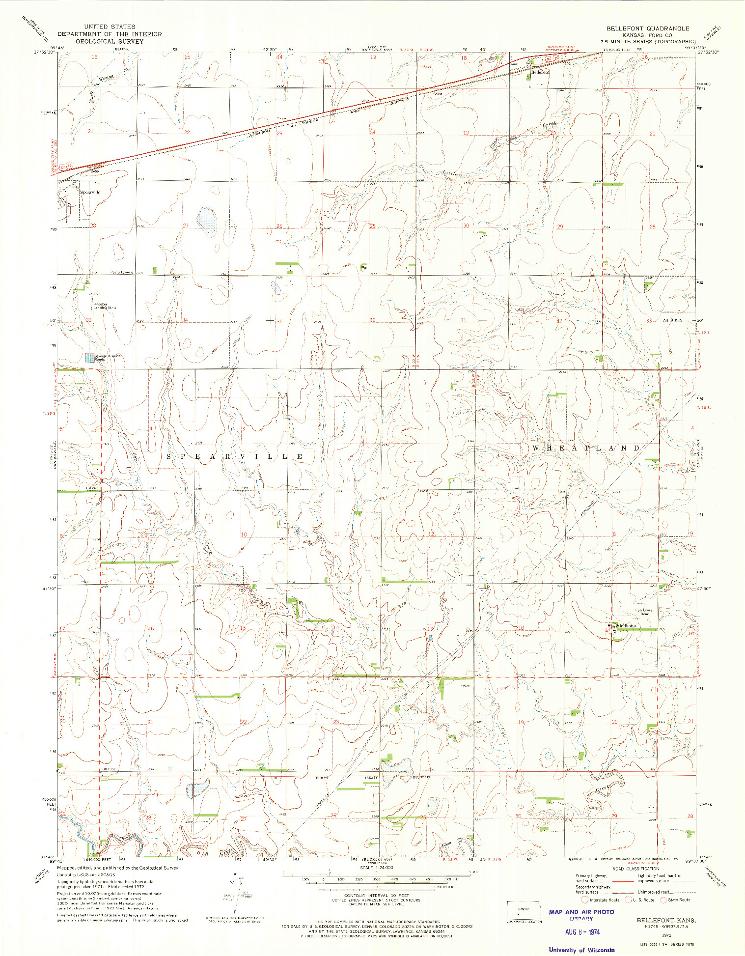 USGS 1:24000-SCALE QUADRANGLE FOR BELLEFONT, KS 1972