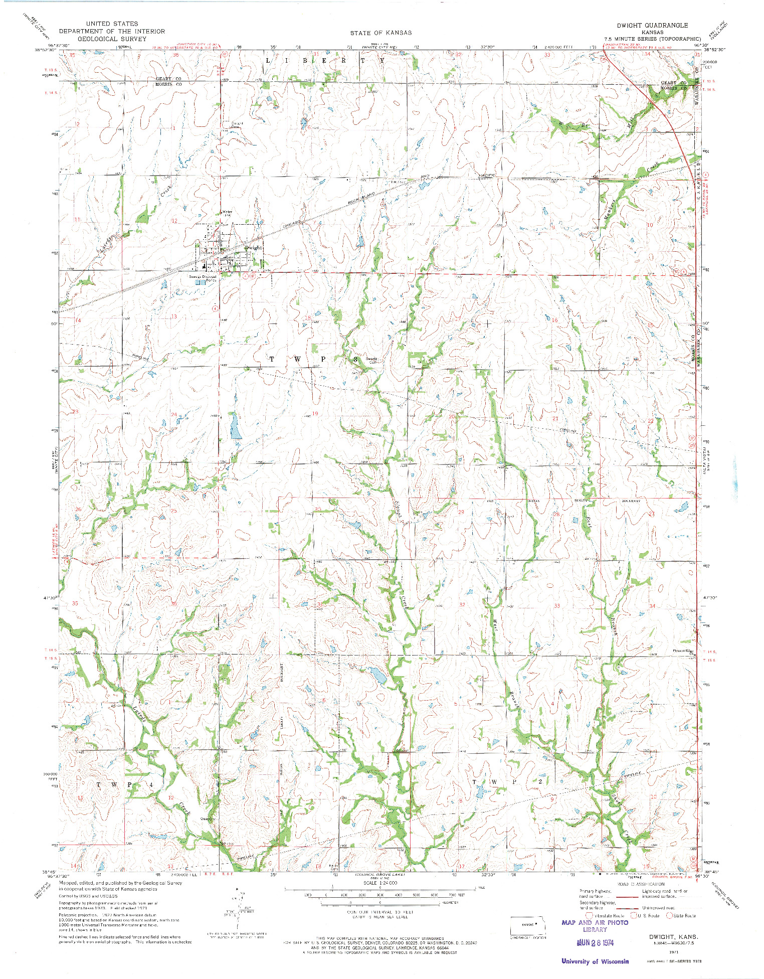 USGS 1:24000-SCALE QUADRANGLE FOR DWIGHT, KS 1971