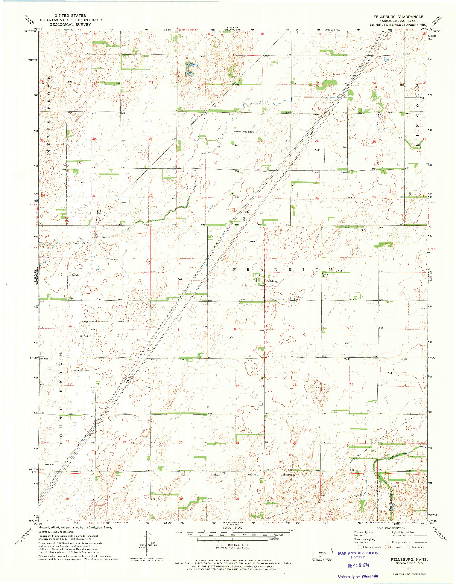 USGS 1:24000-SCALE QUADRANGLE FOR FELLSBURG, KS 1972