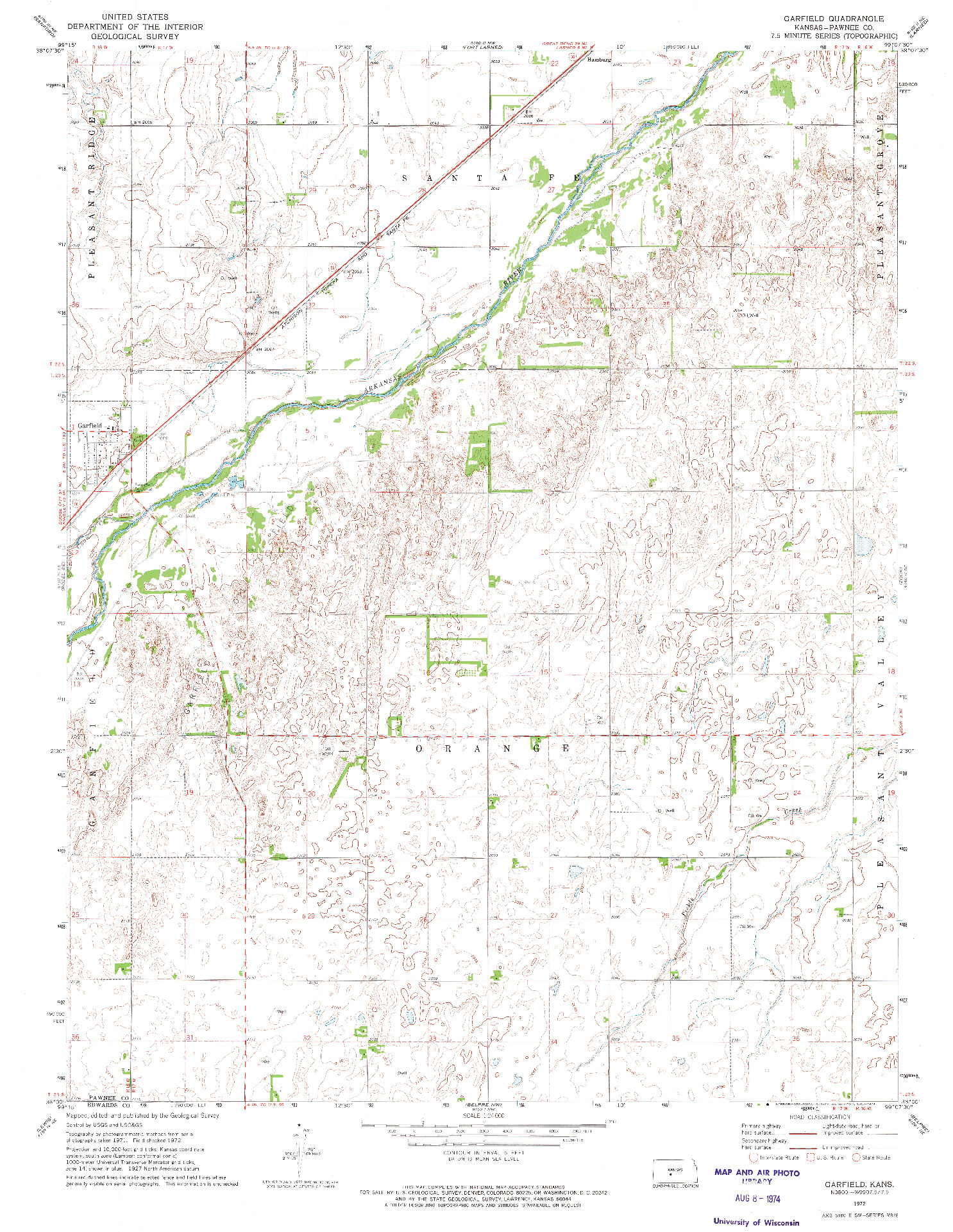 USGS 1:24000-SCALE QUADRANGLE FOR GARFIELD, KS 1972