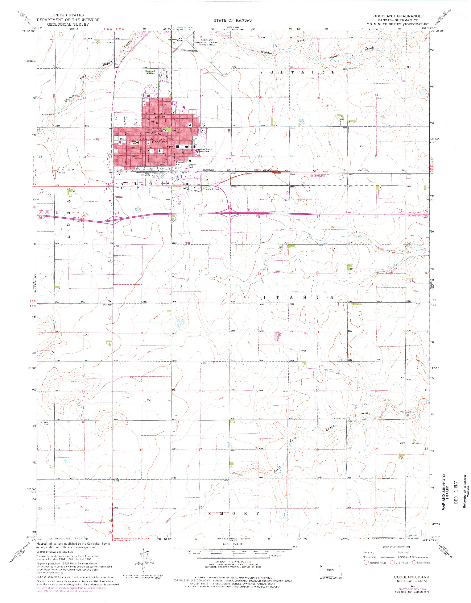 USGS 1:24000-SCALE QUADRANGLE FOR GOODLAND, KS 1966