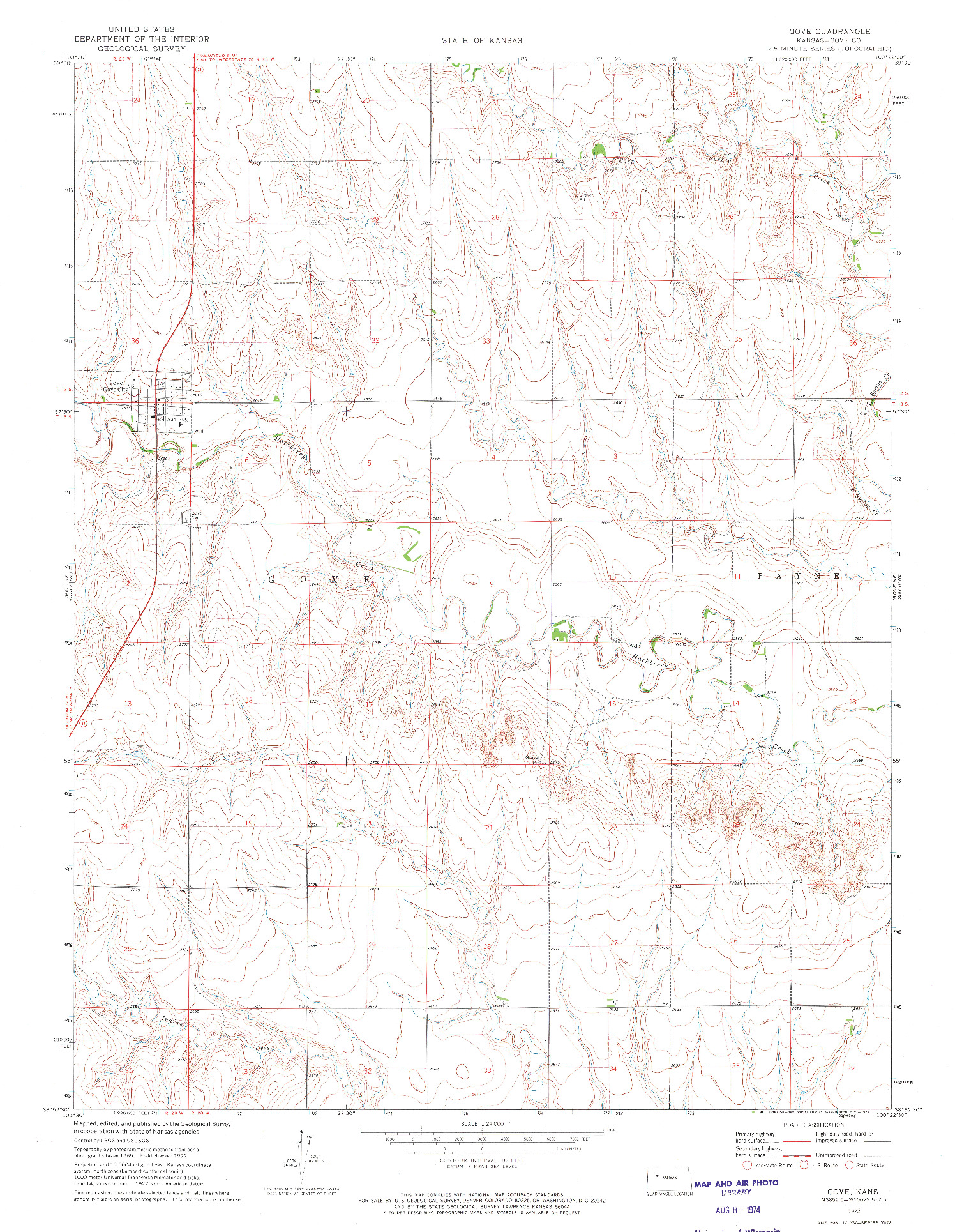 USGS 1:24000-SCALE QUADRANGLE FOR GOVE, KS 1972