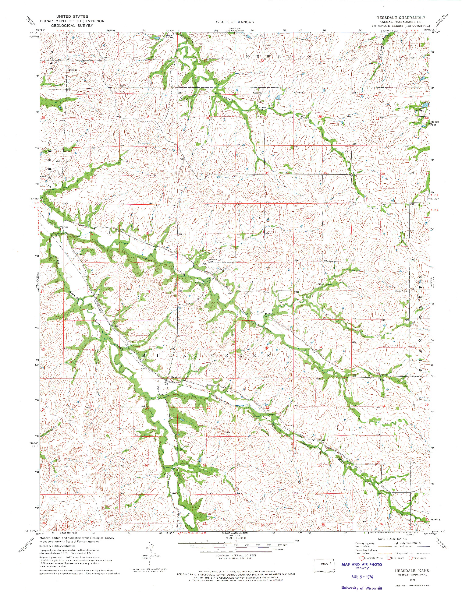 USGS 1:24000-SCALE QUADRANGLE FOR HESSDALE, KS 1971