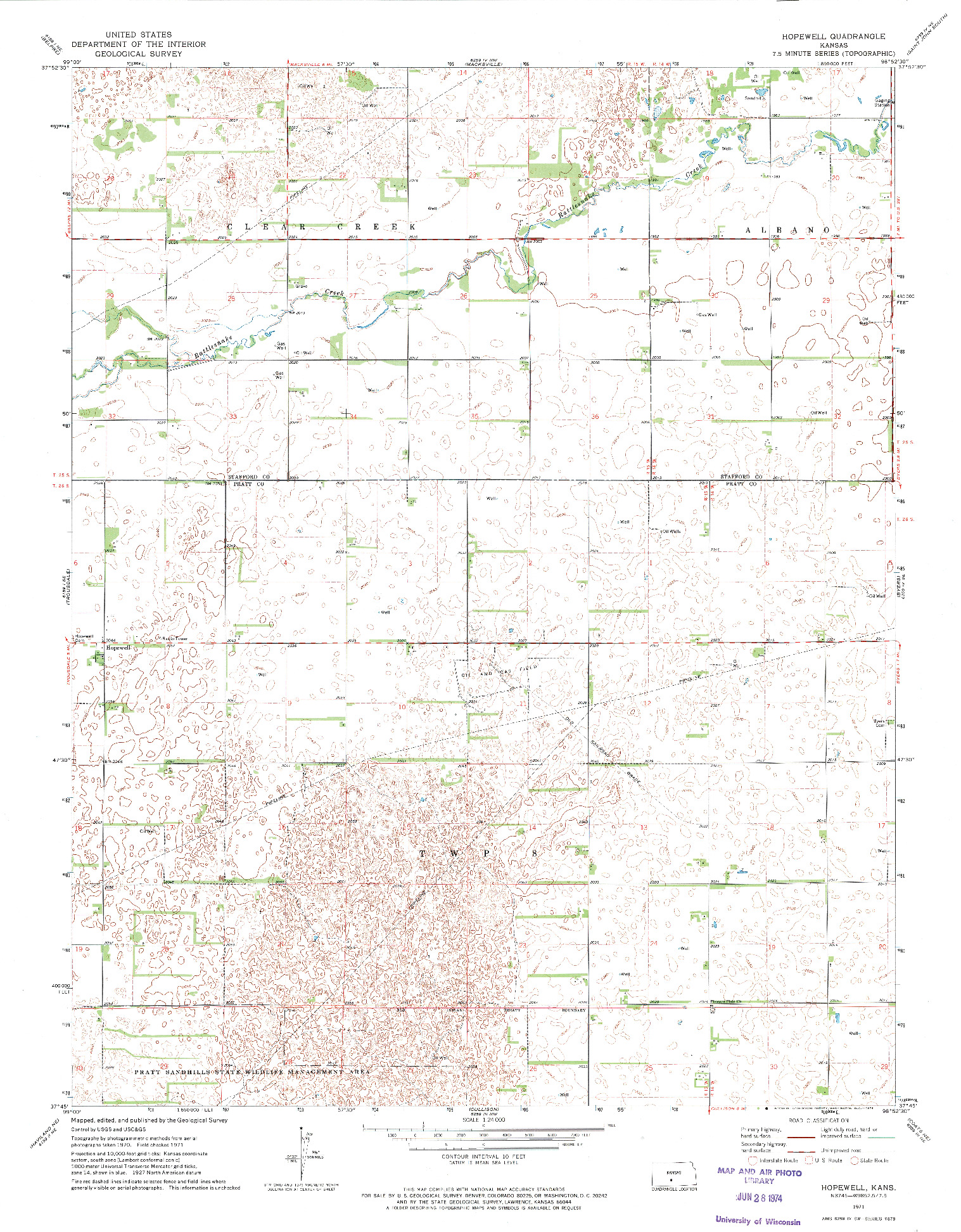 USGS 1:24000-SCALE QUADRANGLE FOR HOPEWELL, KS 1971