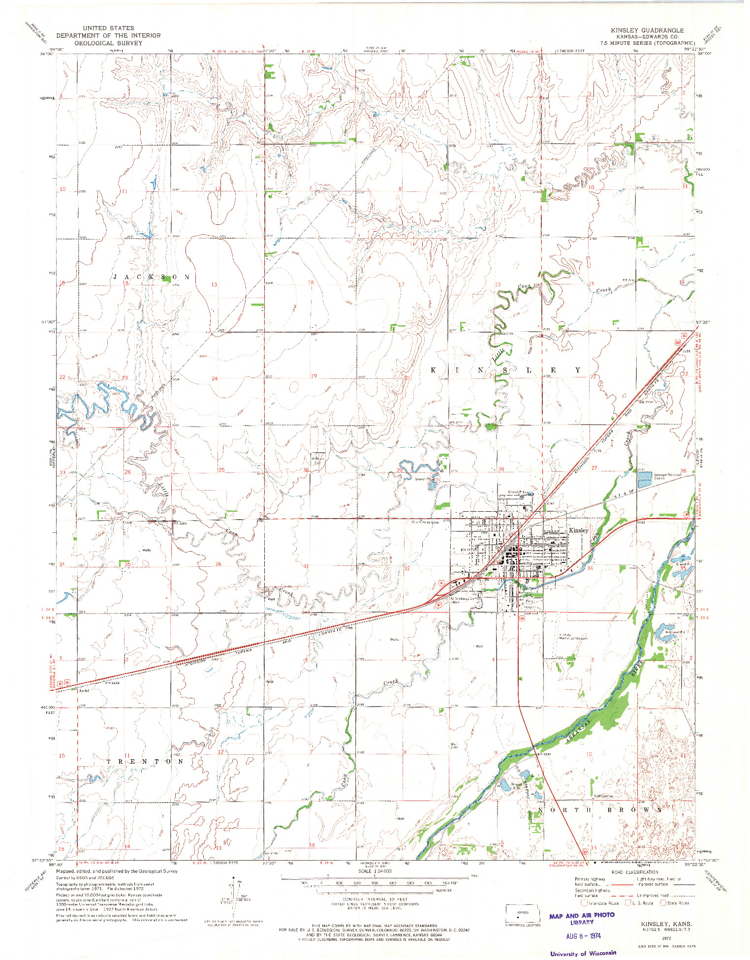 USGS 1:24000-SCALE QUADRANGLE FOR KINSLEY, KS 1972