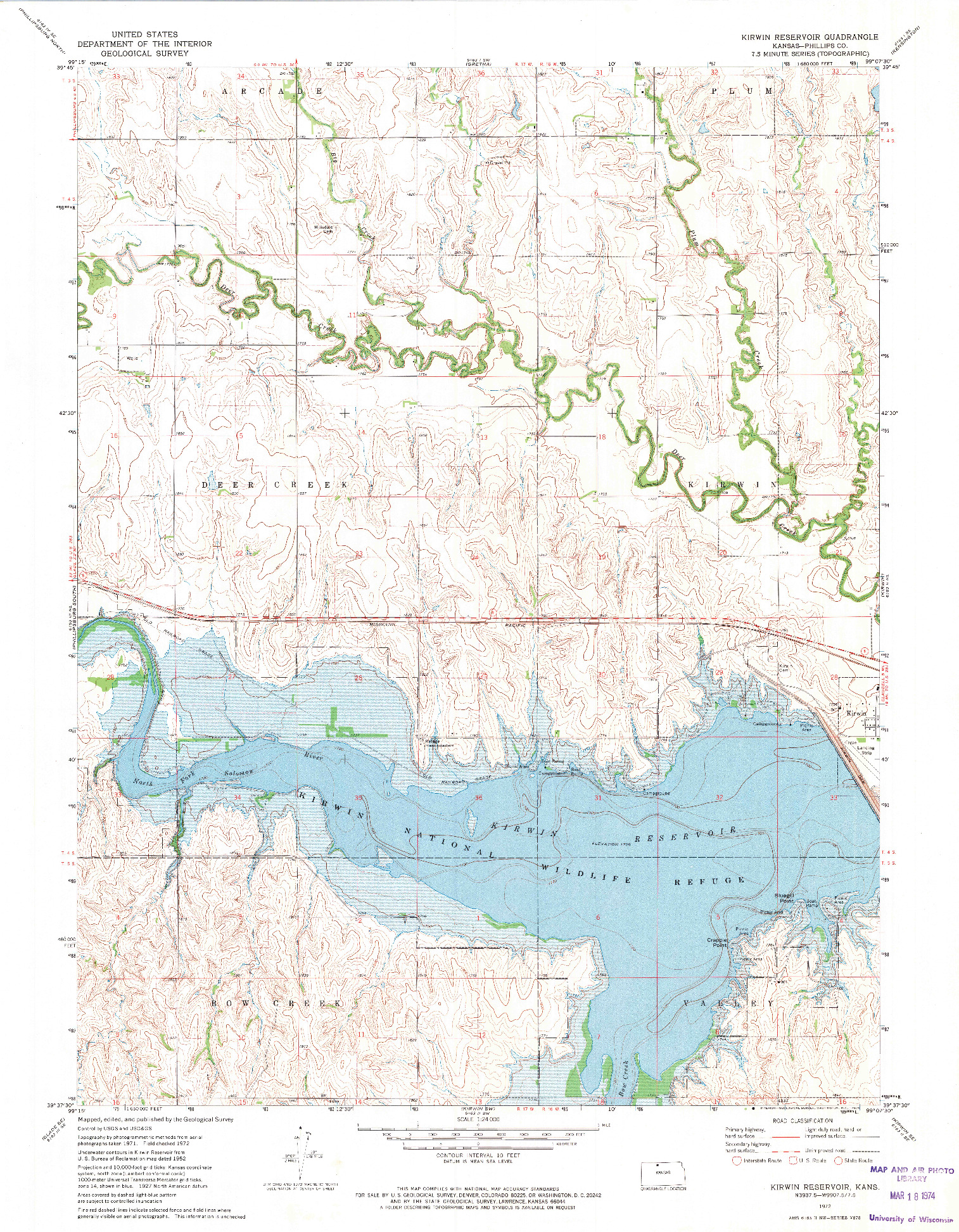 USGS 1:24000-SCALE QUADRANGLE FOR KIRWIN RESERVOIR, KS 1972