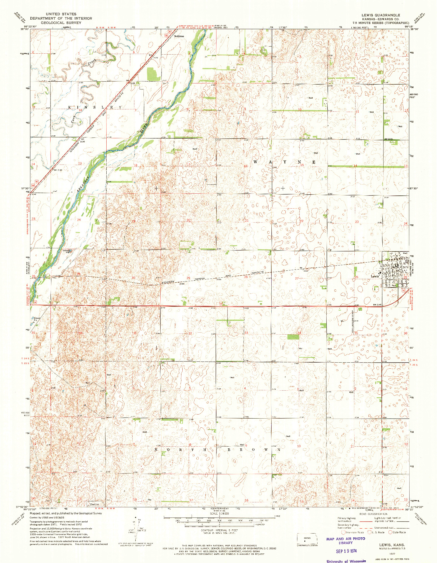 USGS 1:24000-SCALE QUADRANGLE FOR LEWIS, KS 1972