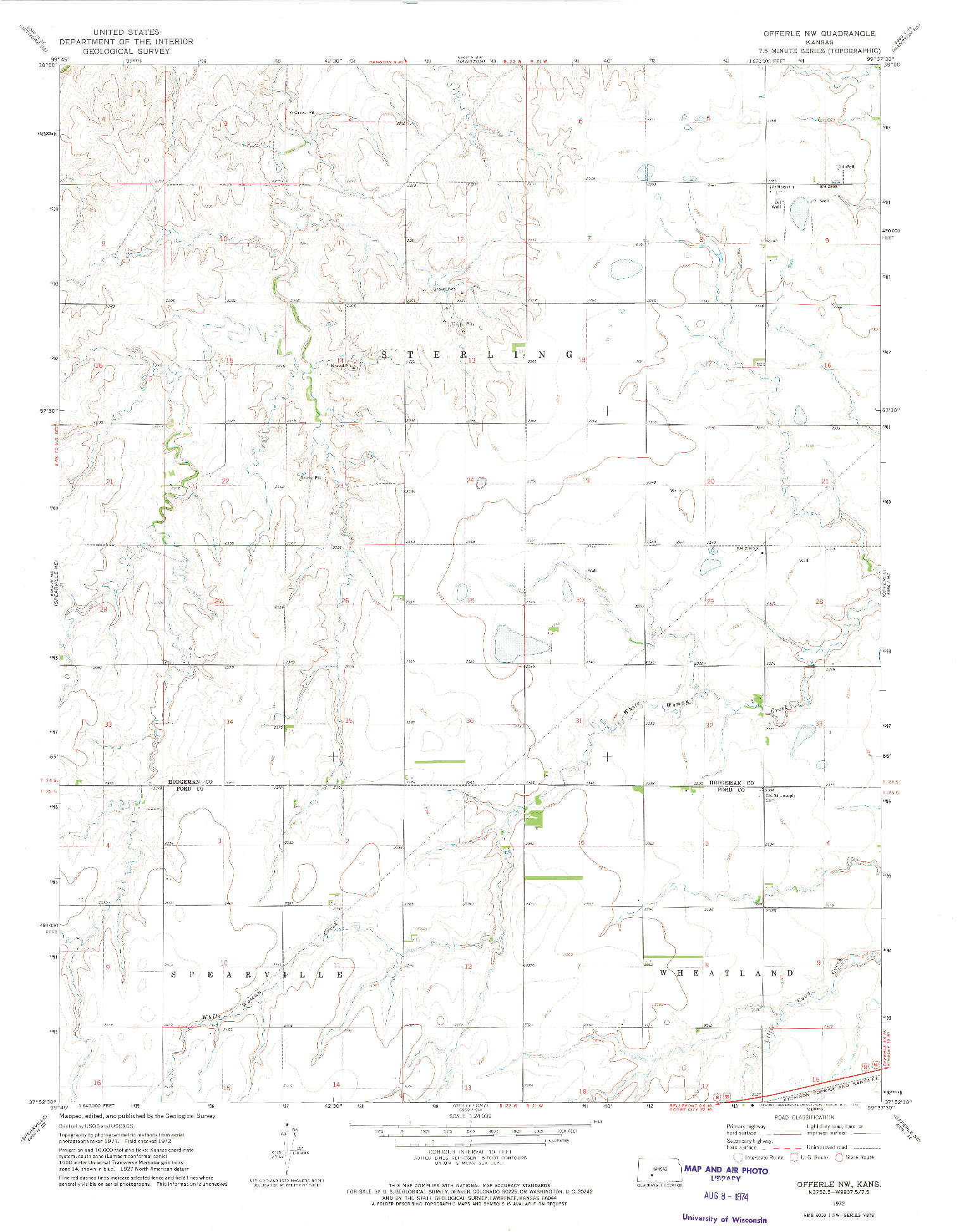 USGS 1:24000-SCALE QUADRANGLE FOR OFFERLE NW, KS 1972