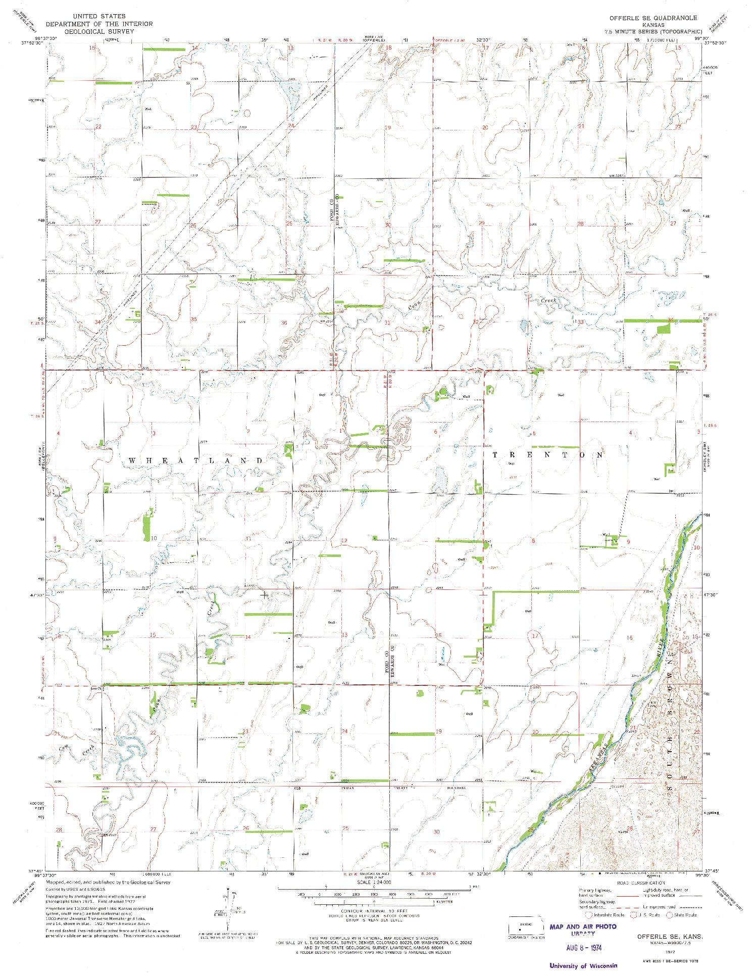 USGS 1:24000-SCALE QUADRANGLE FOR OFFERLE SE, KS 1972