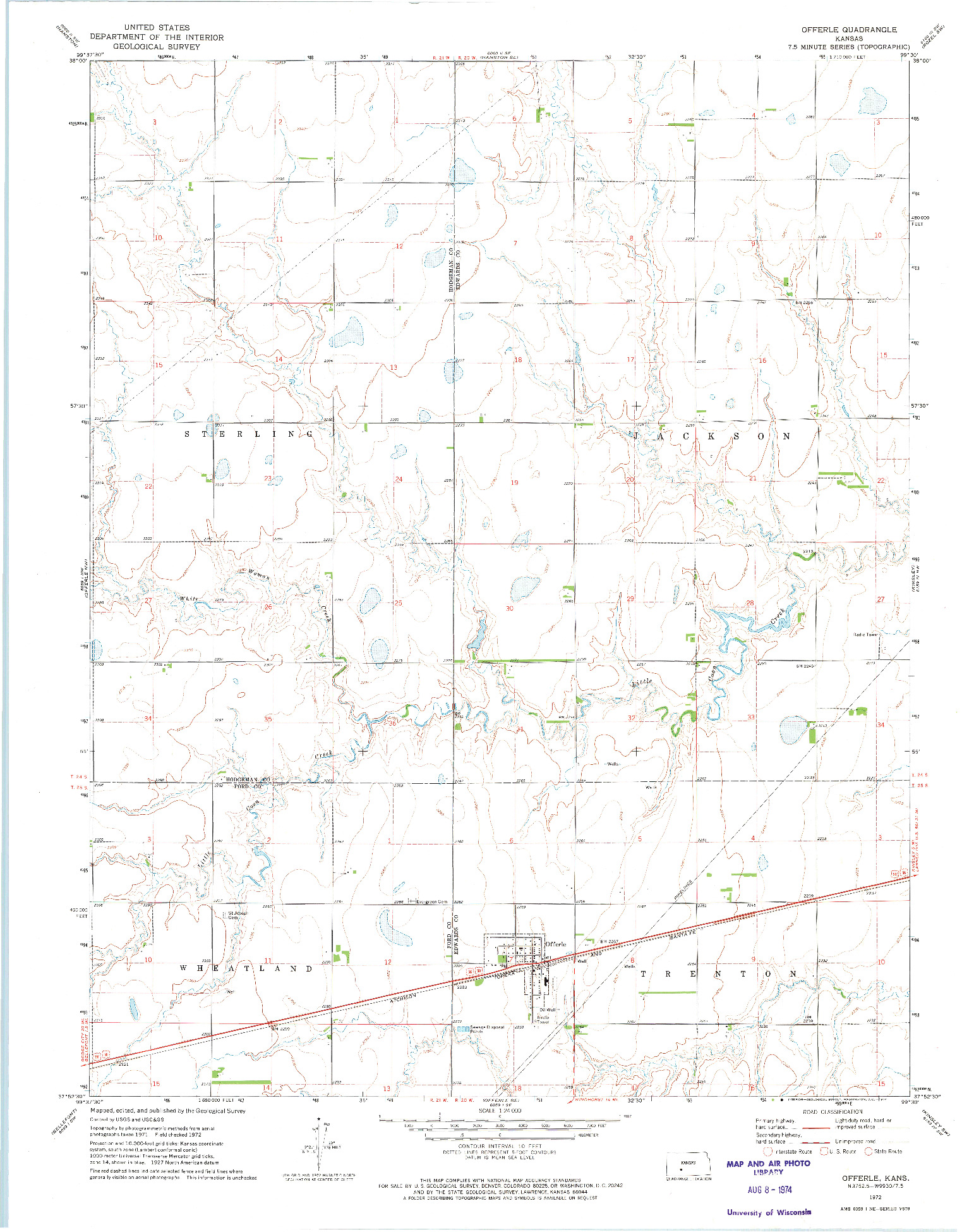 USGS 1:24000-SCALE QUADRANGLE FOR OFFERLE, KS 1972