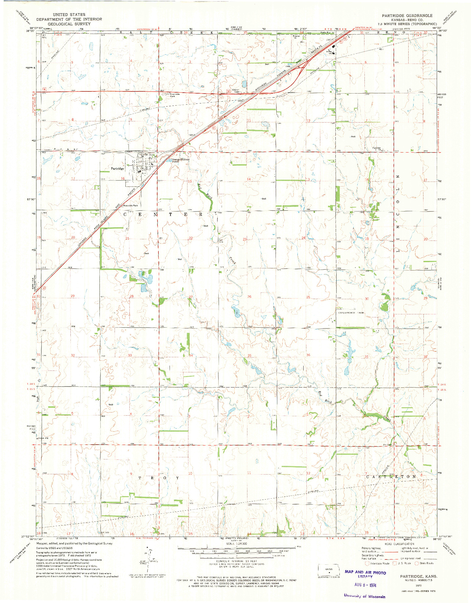 USGS 1:24000-SCALE QUADRANGLE FOR PARTRIDGE, KS 1972