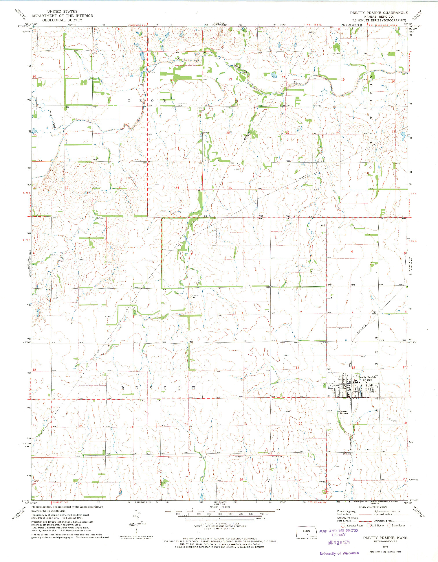 USGS 1:24000-SCALE QUADRANGLE FOR PRETTY PRAIRIE, KS 1971