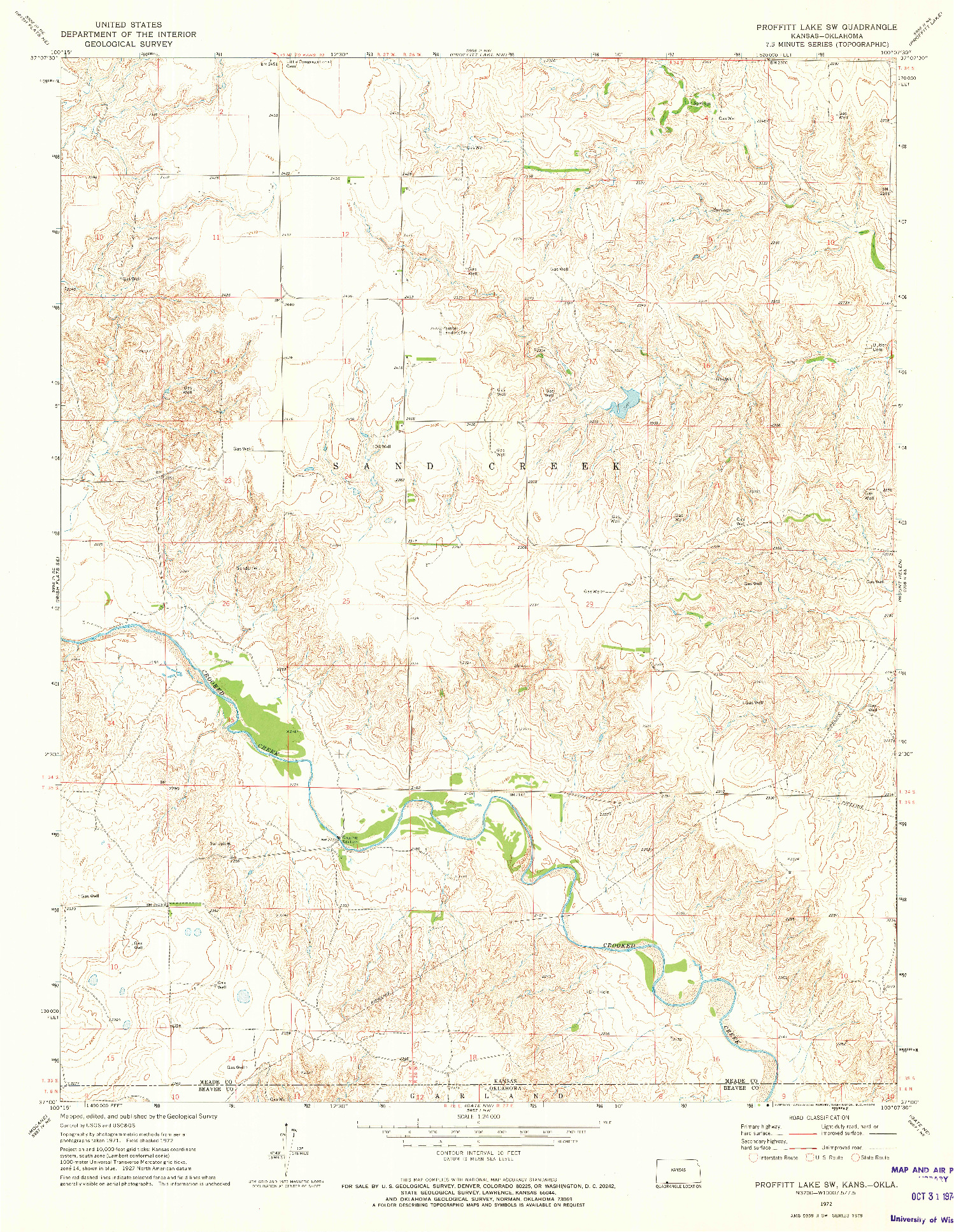 USGS 1:24000-SCALE QUADRANGLE FOR PROFFITT LAKE SW, KS 1972